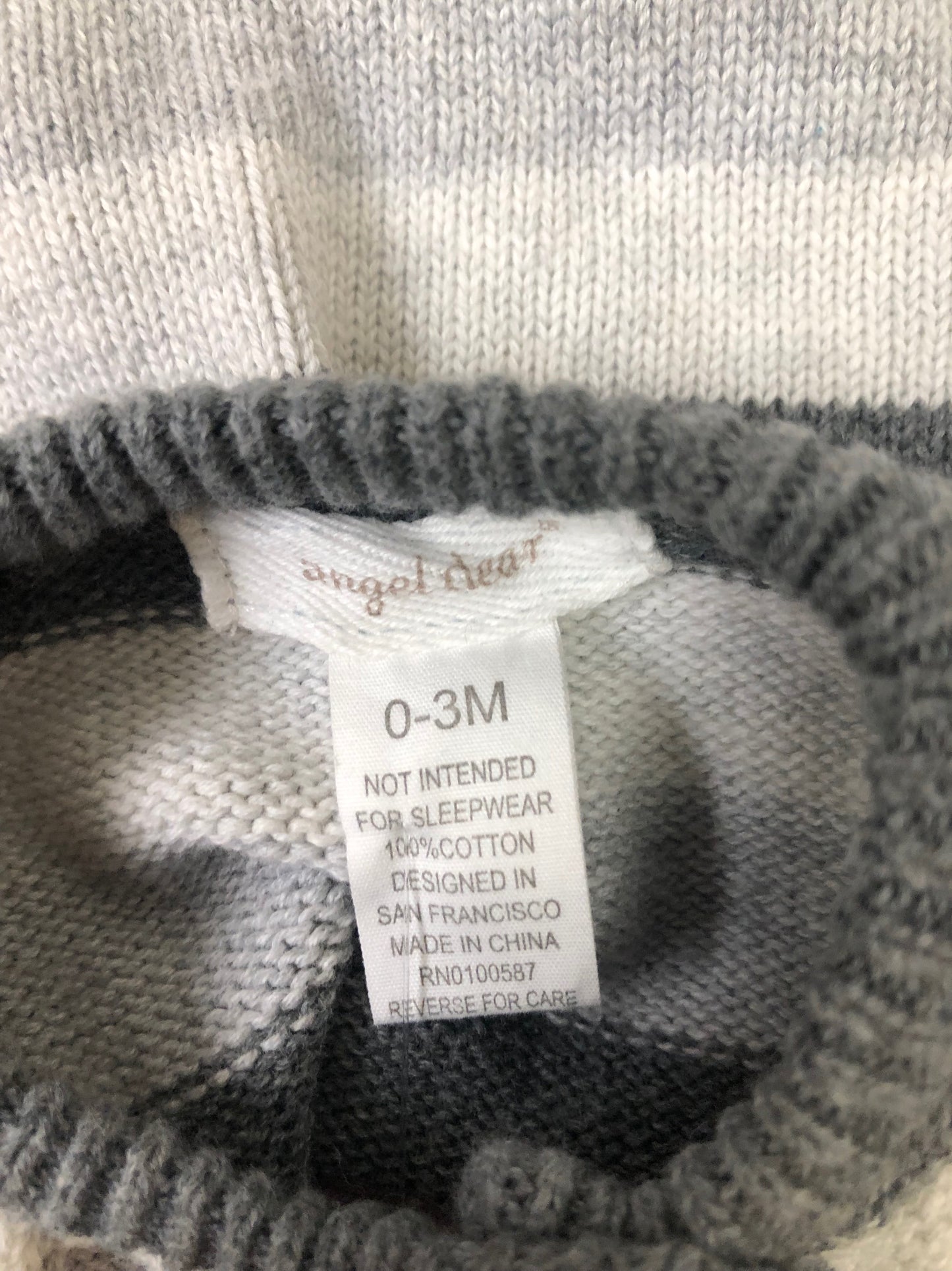 0-3m Angel Dear gray stripe 1 PC Ensemble