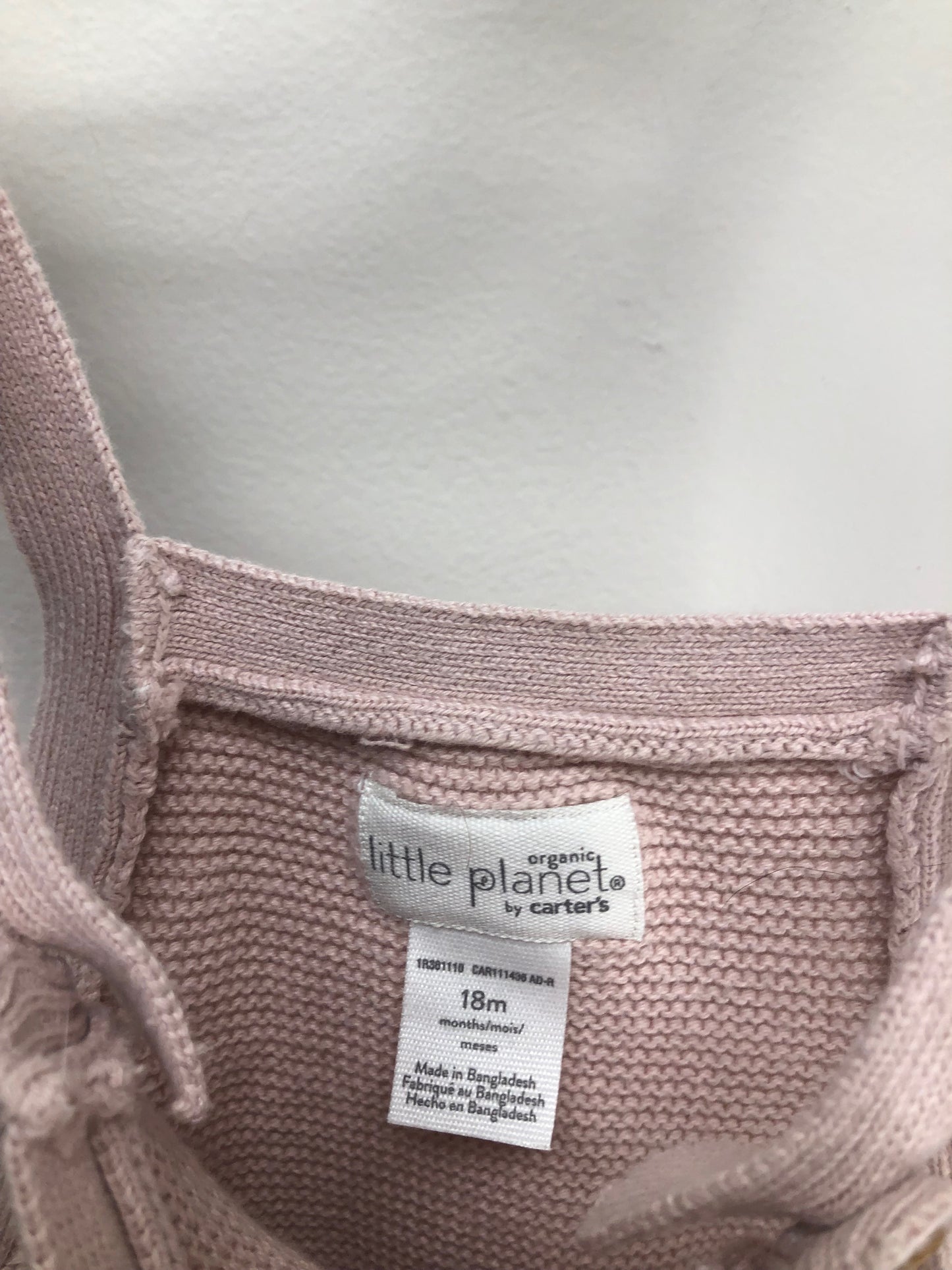 18m Little Planet pink knit Overalls