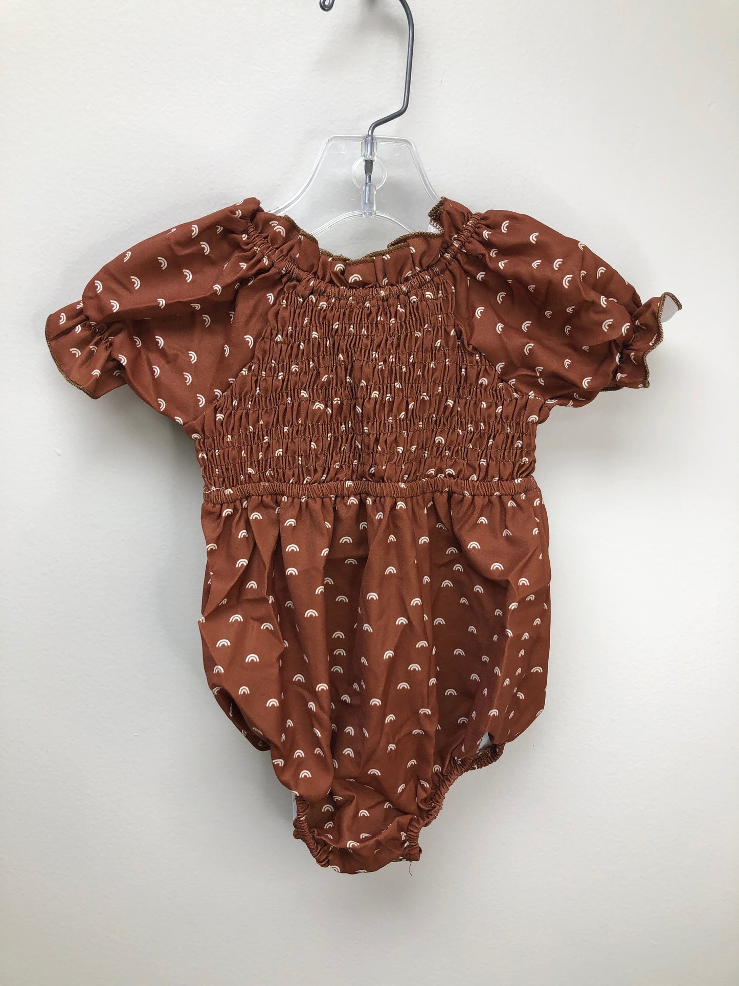 12-18m Bailey's Blossoms brown rainbow Romper
