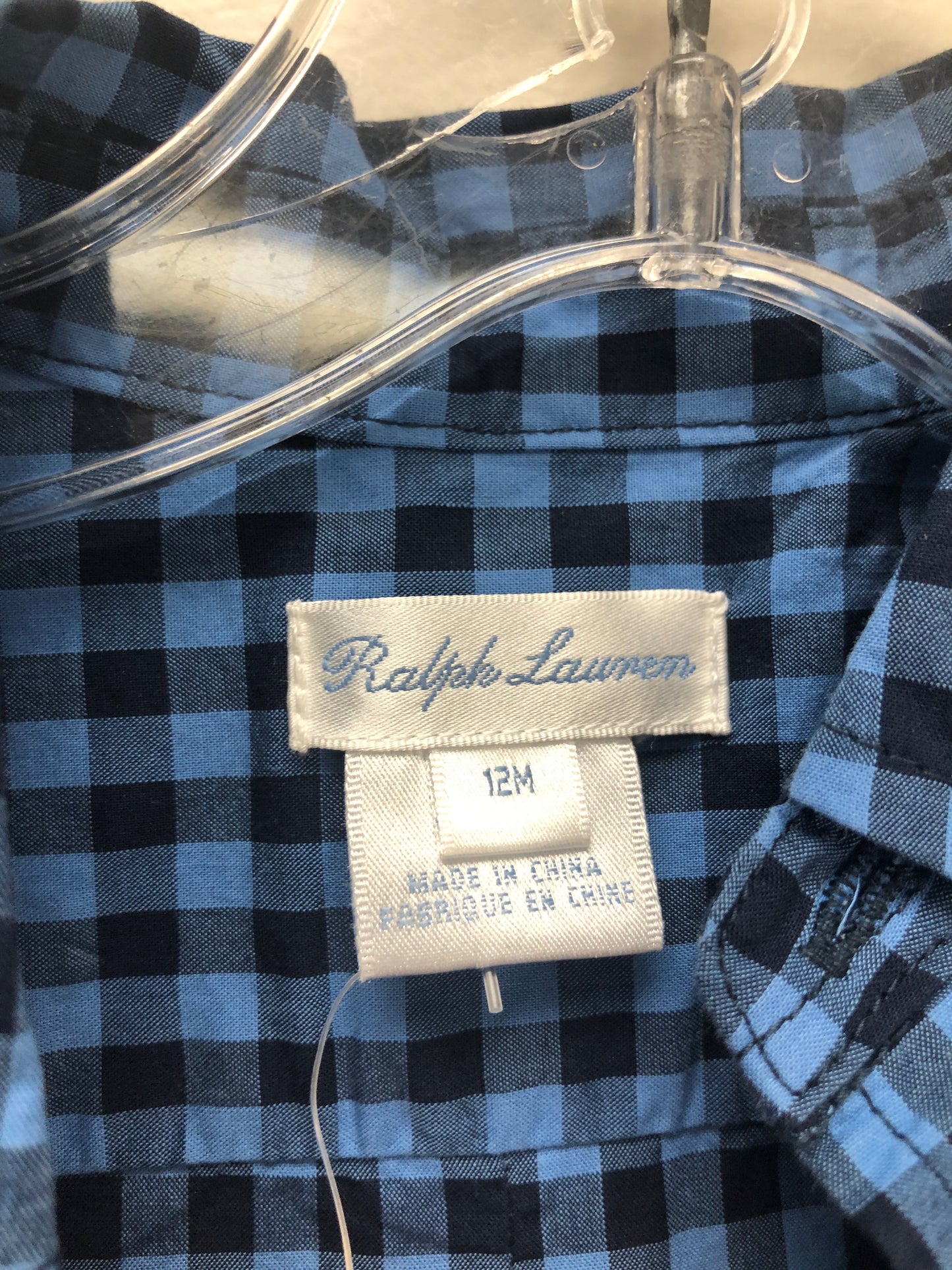 size 12 months Ralph Lauren blue checkered Shirt