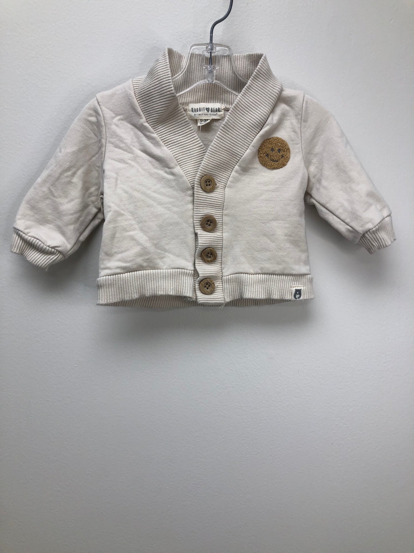 0-3m Rabbit + Bear cream smiley Cardigan