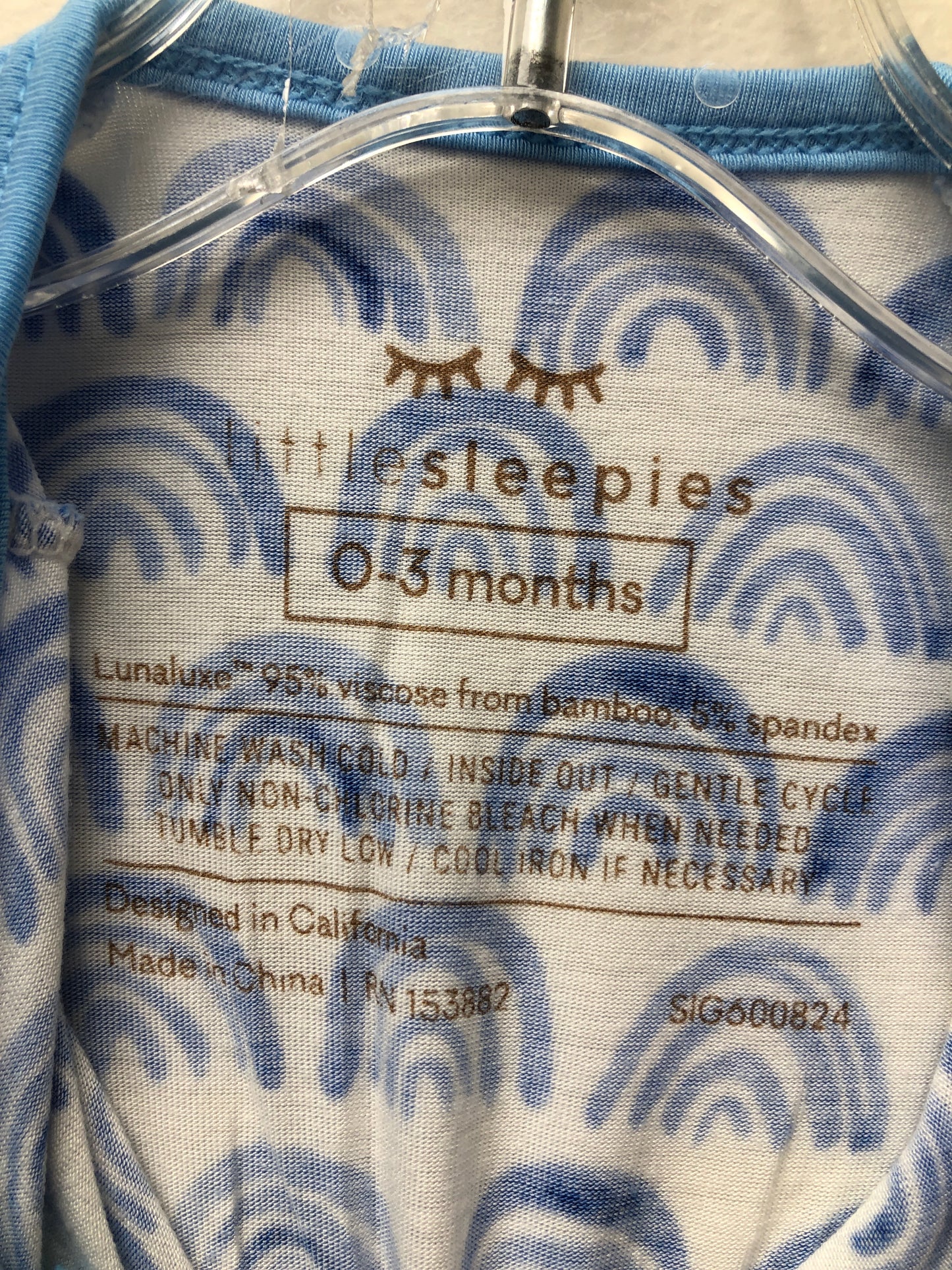 Newborn Little Sleepies blue rainbow Sleeper