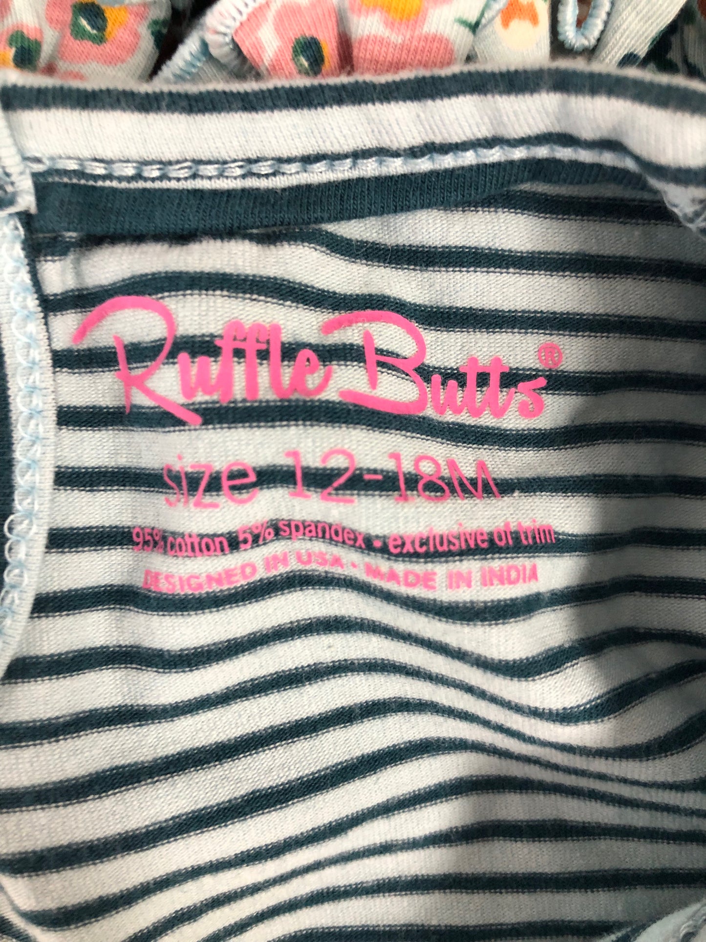 12-18m ruffle butts blue floral Romper