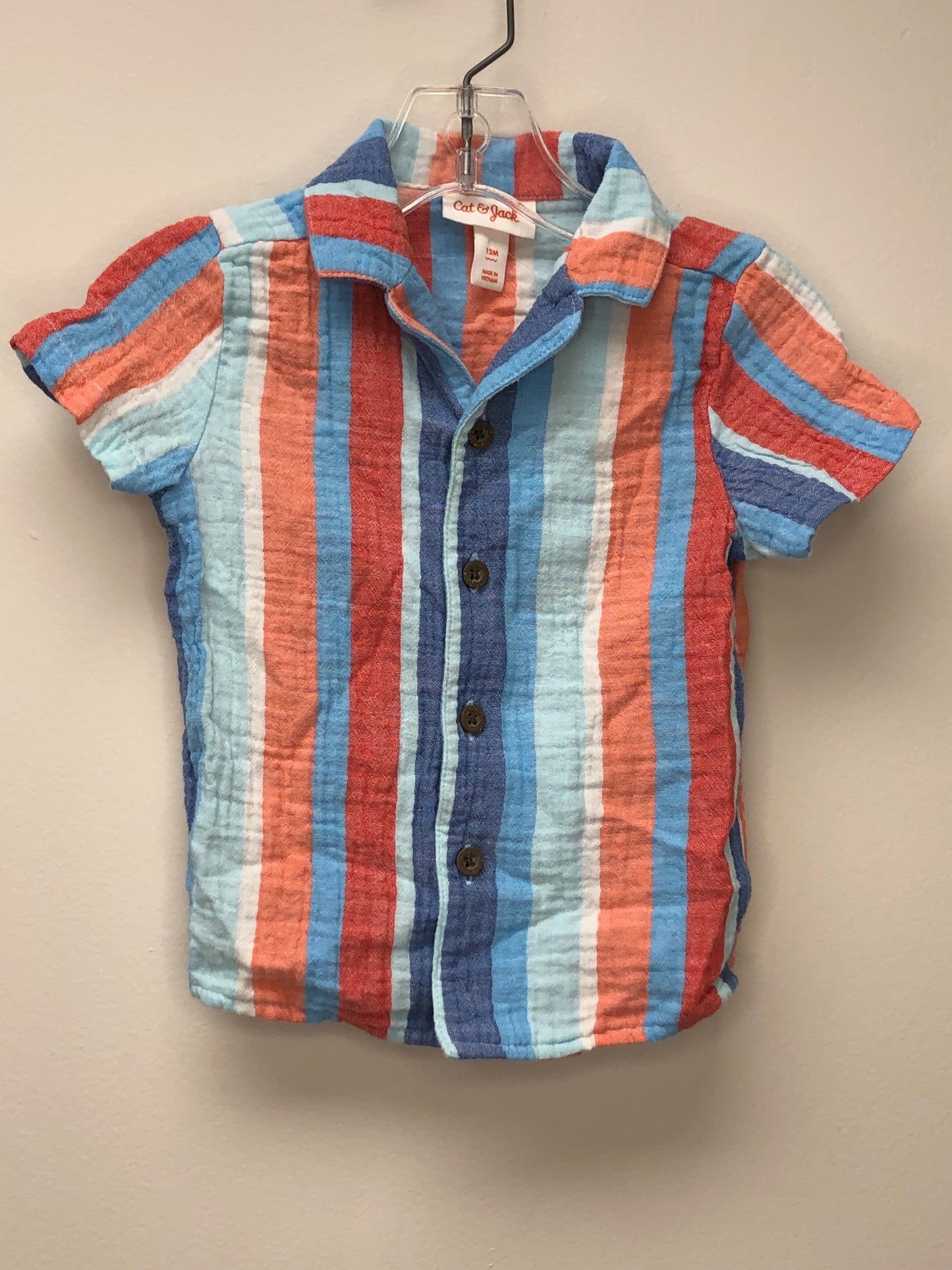 12m Cat & Jack red stripe Shirt