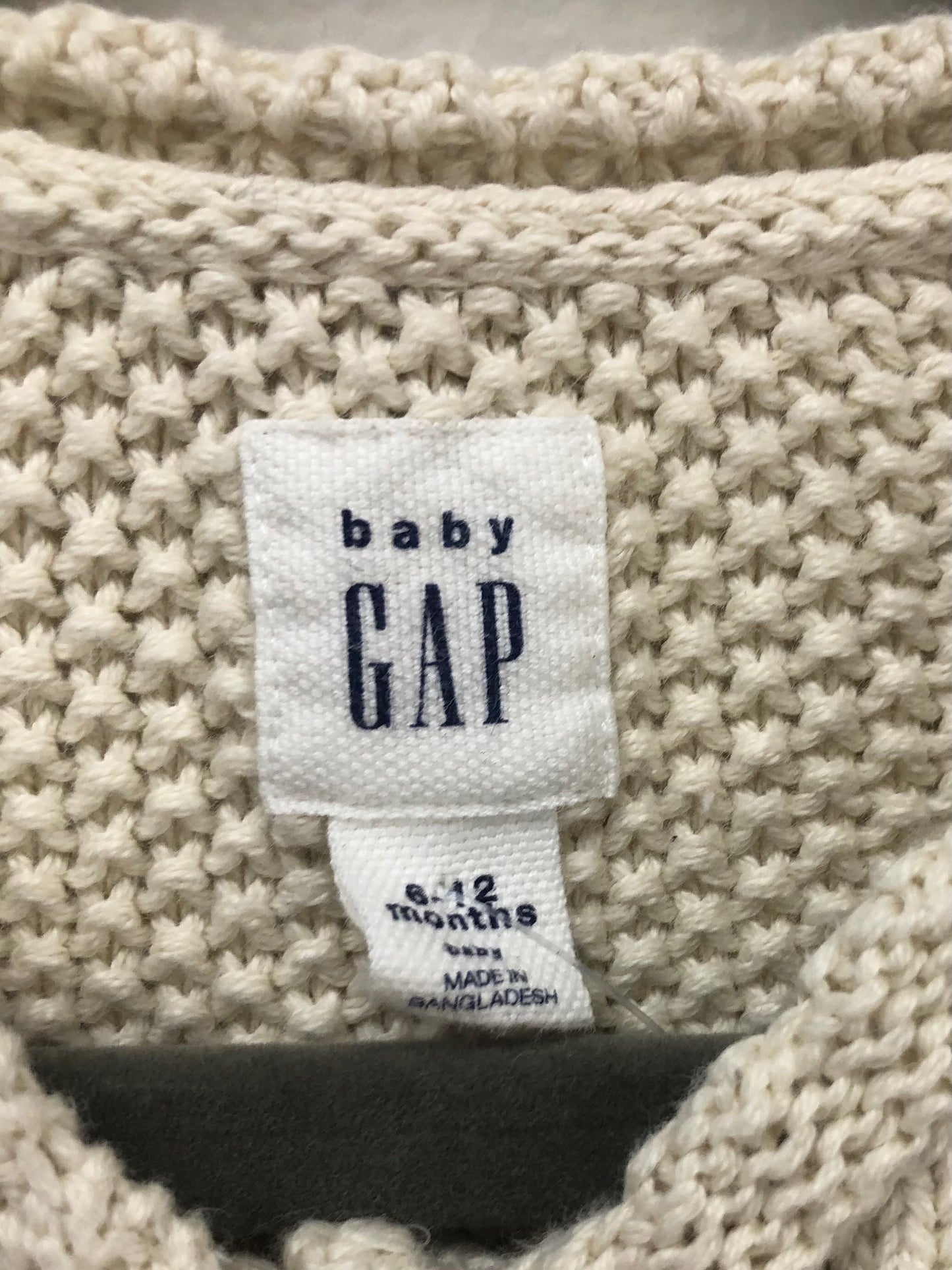 6-12m GAP cream cable knit Sweater