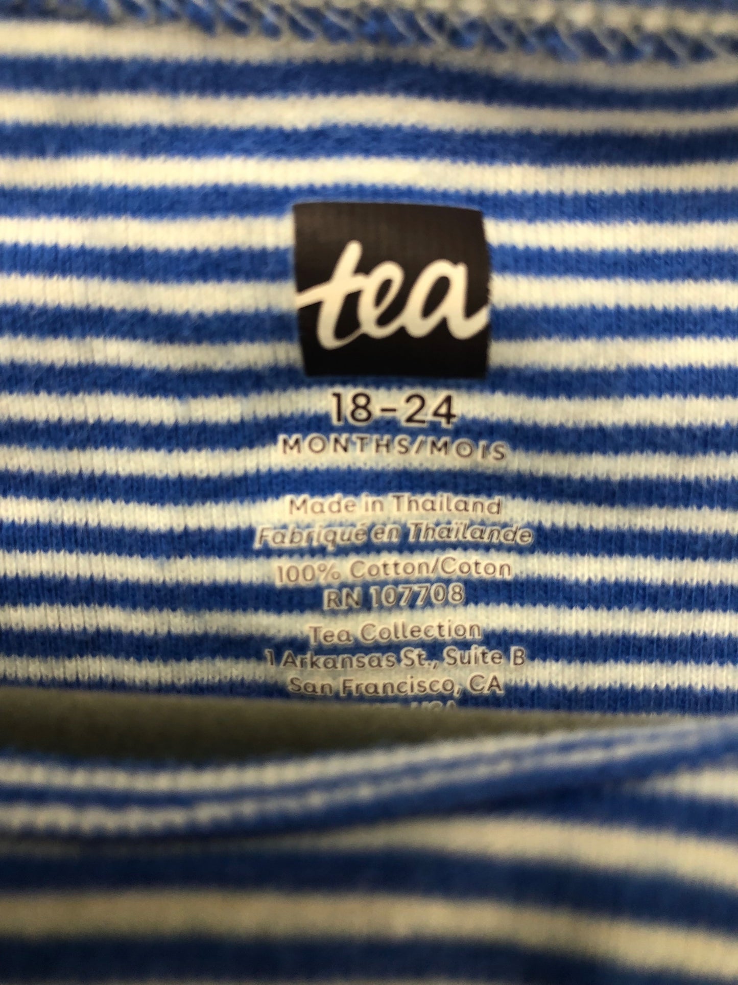 18-24 Months tea Child blue stripe Romper