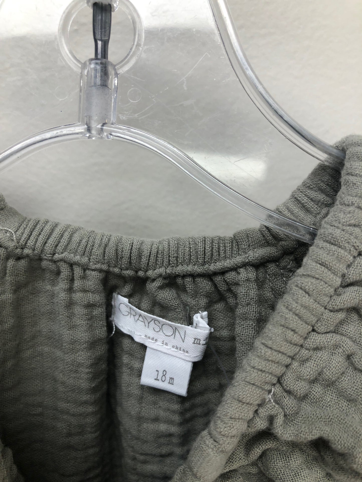 18m Grayson Mini green muslin Romper