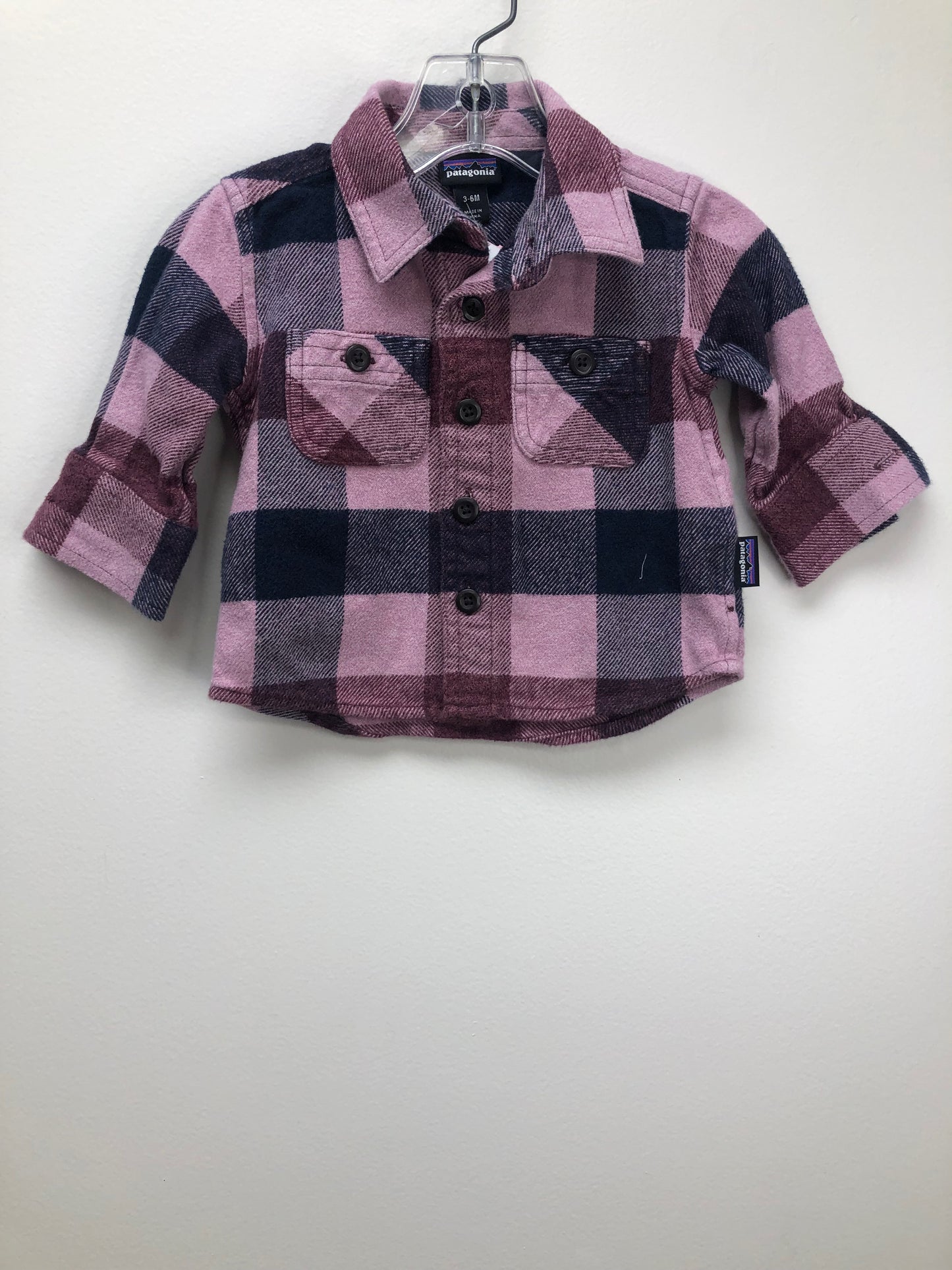 3-6m Patagonia purple checkered Shirt