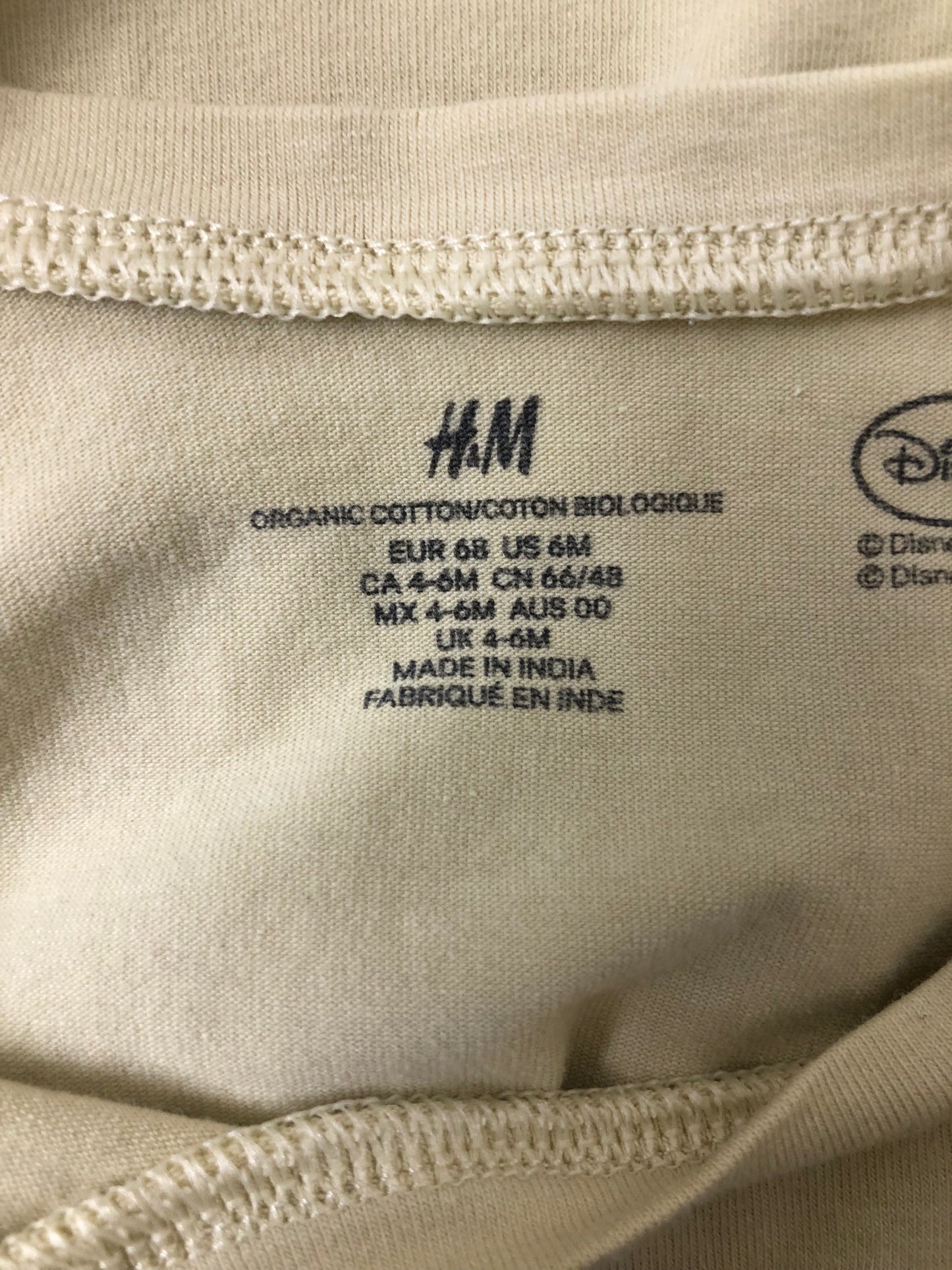 6m H & M pale yellow Winnie the Pooh Romper