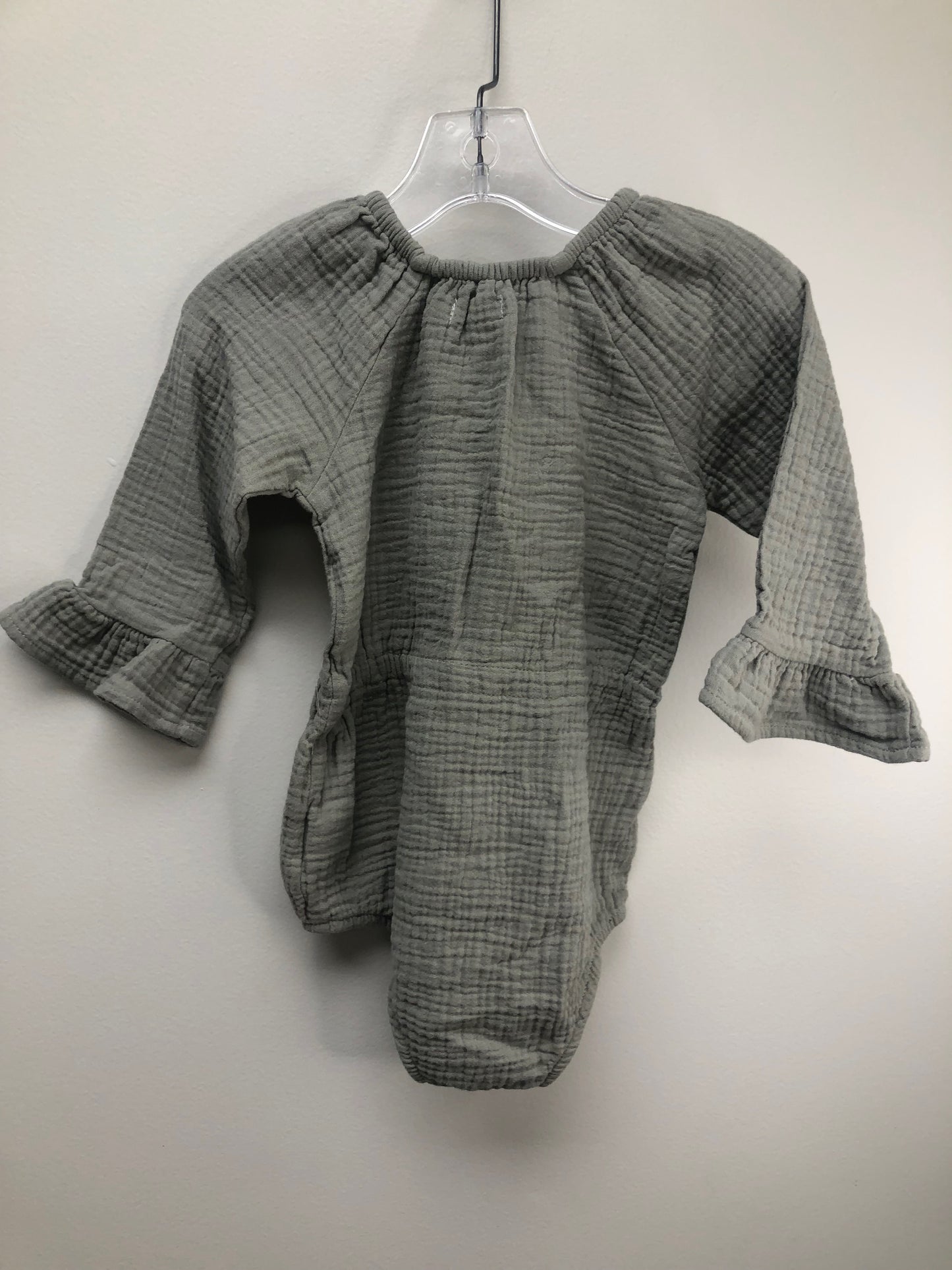 18m Grayson Mini green muslin Romper
