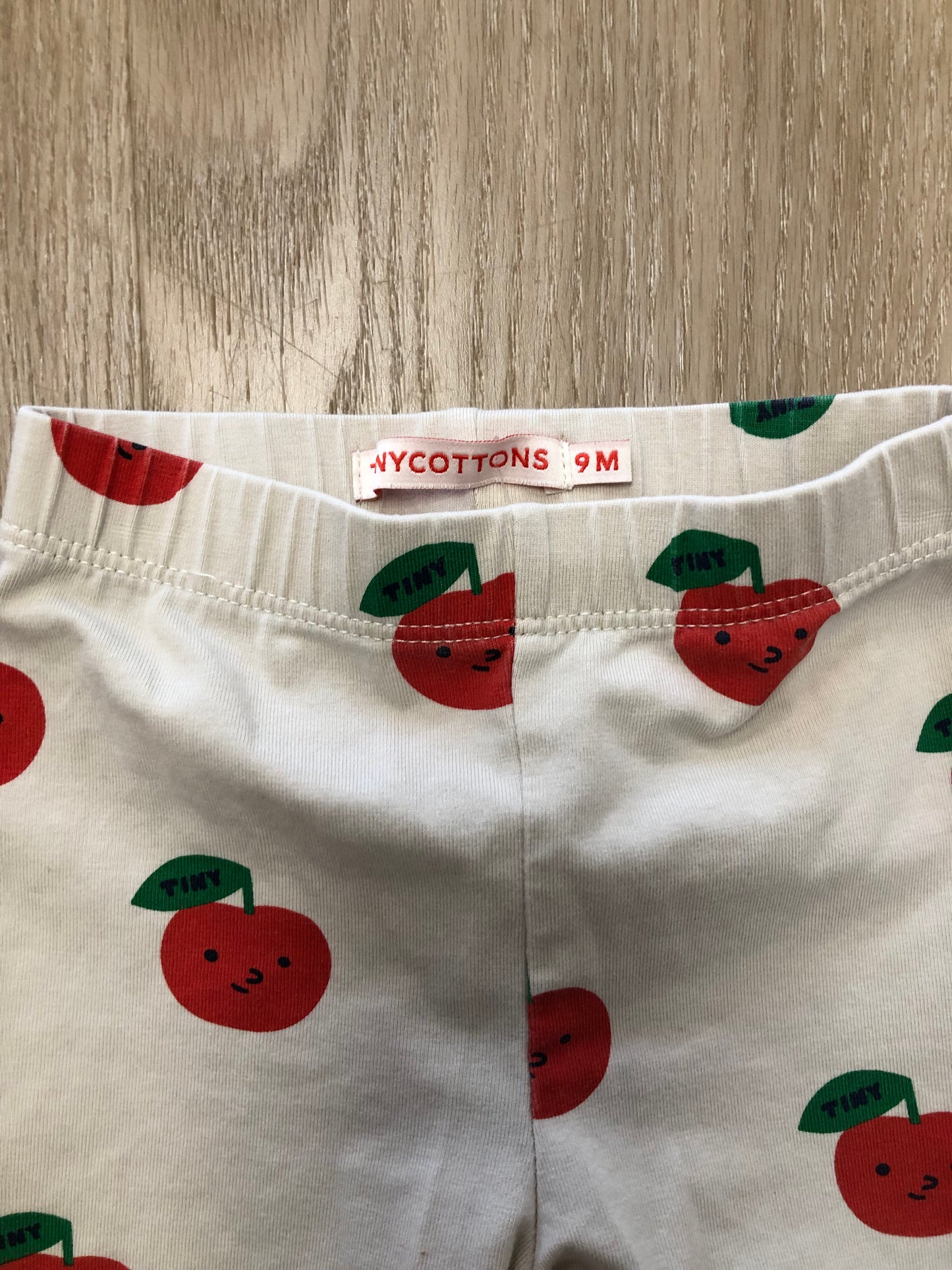 Tinycottons Child Size 9 Months Ivory Cherries Leggings