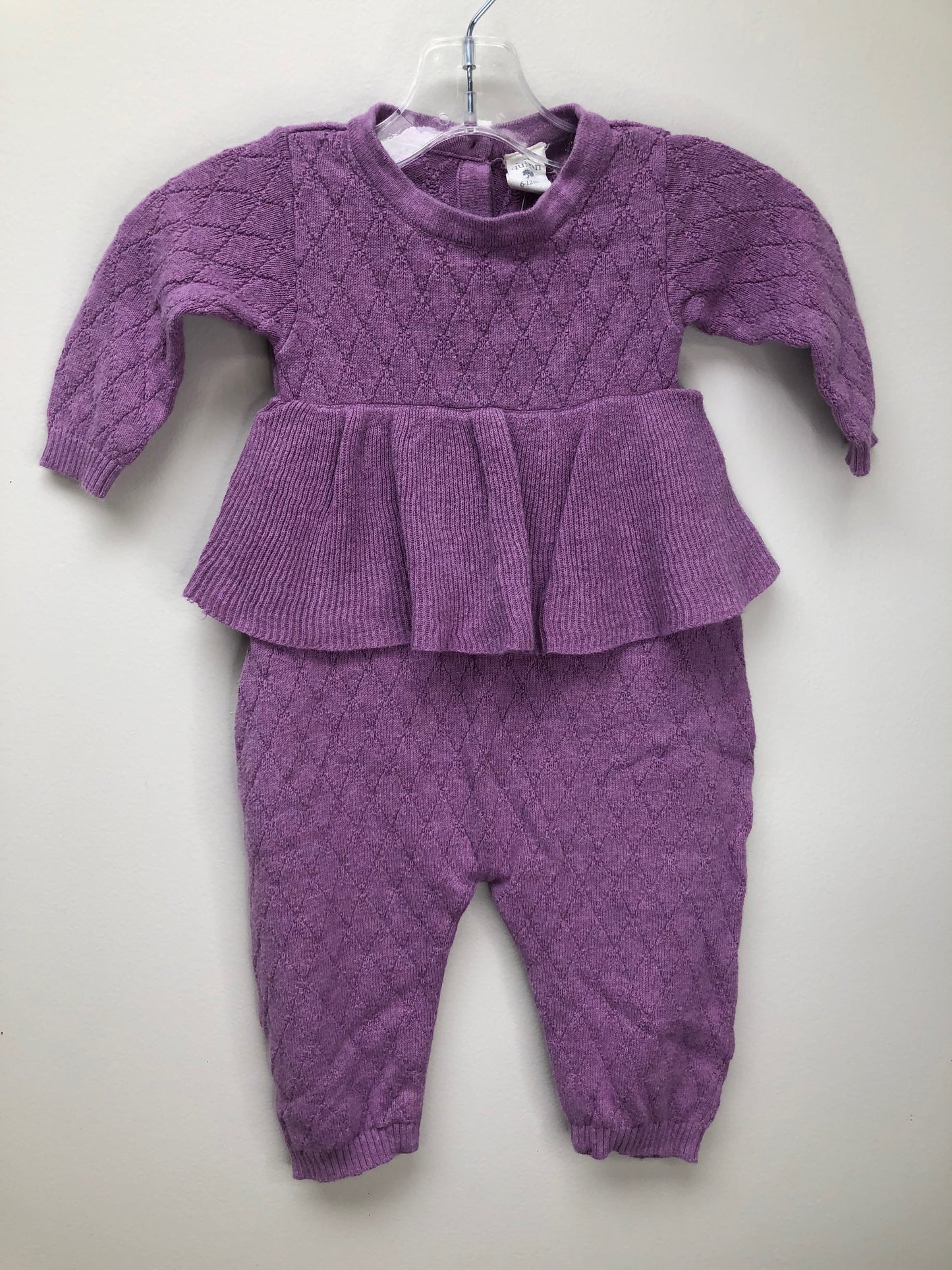 6-12 Months Kate Quinn purple knit Romper