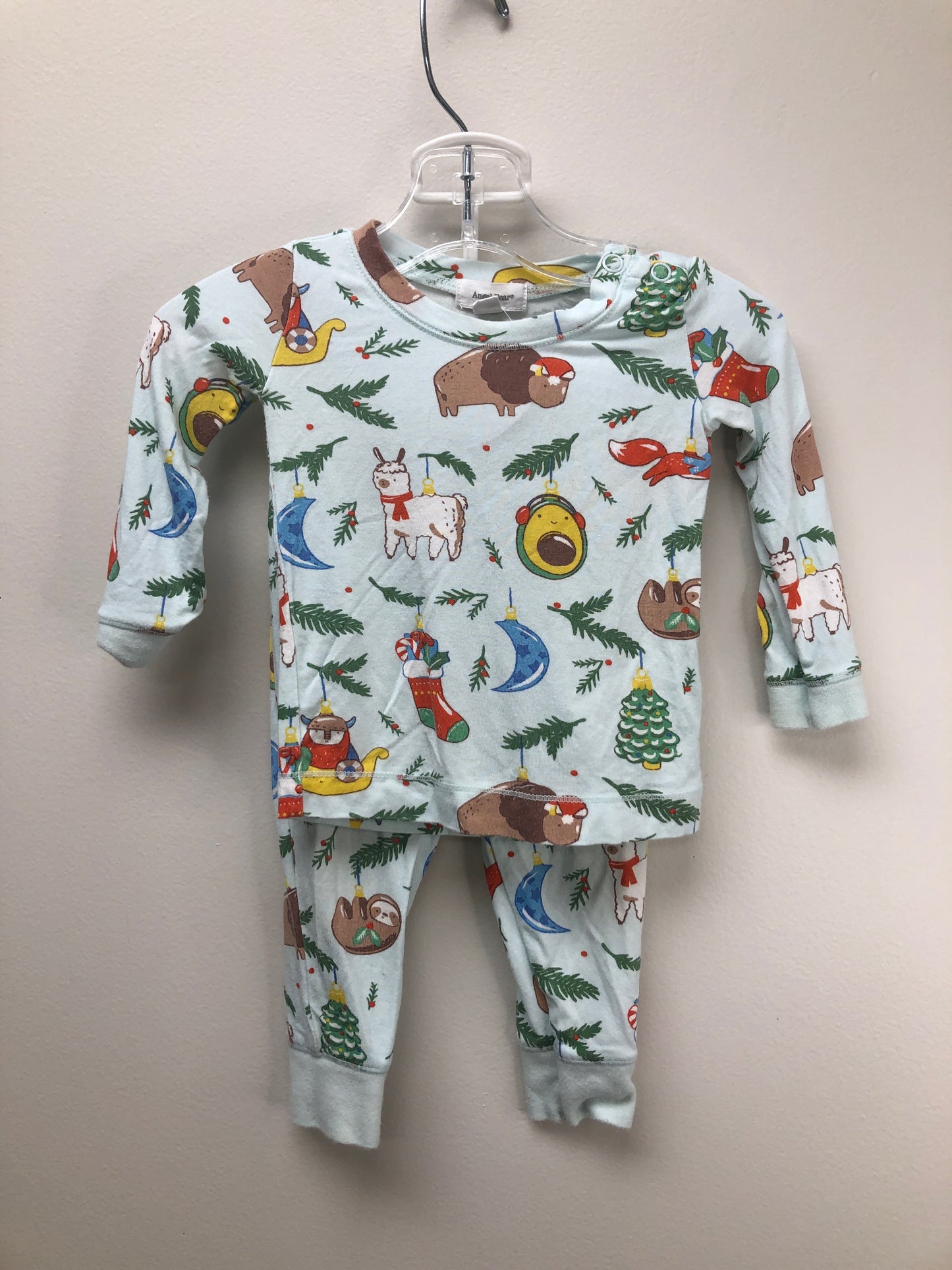 6-12 Months Angel Dear blue Christmas Pajamas