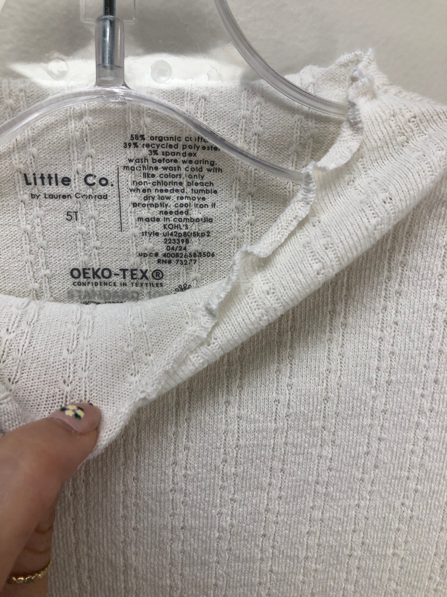 5T Little One Shop cream pointelle Shirt