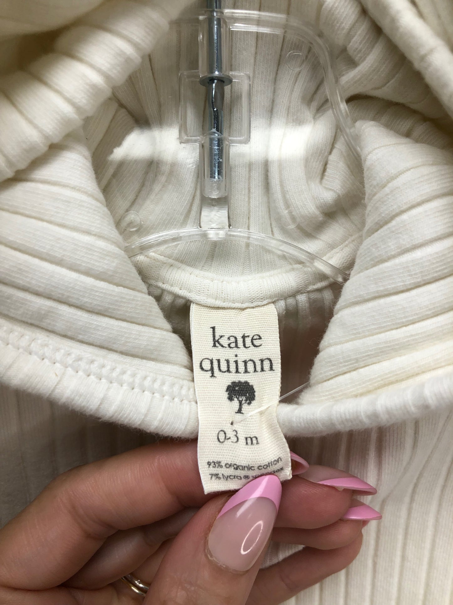 0-3m Kate Quinn cream ribbed 1 PC Ensemble