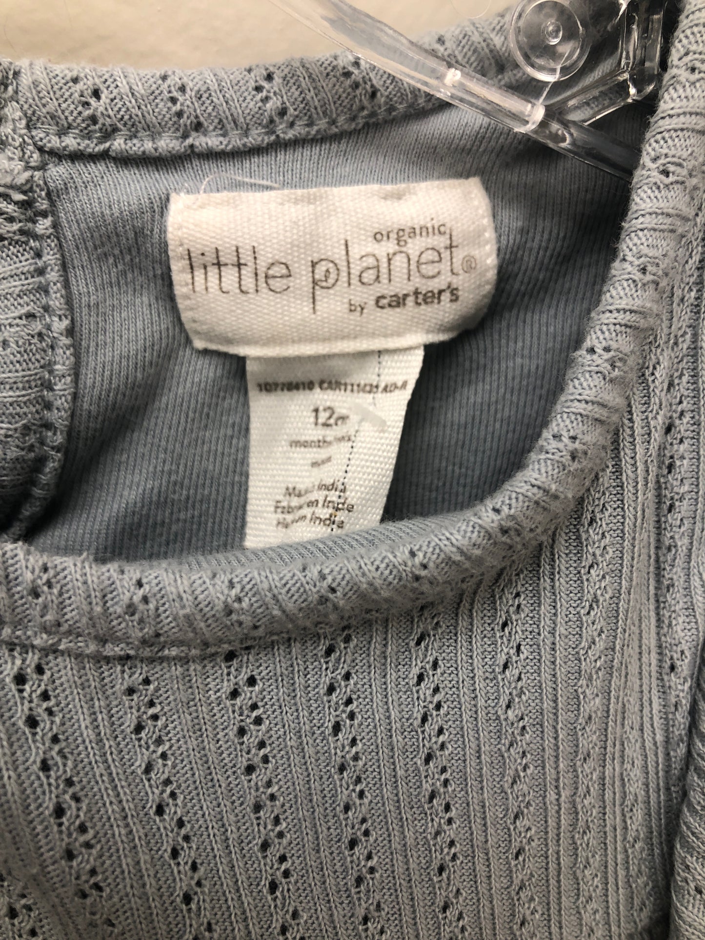 12 Months Little Planet blue pointelle Romper