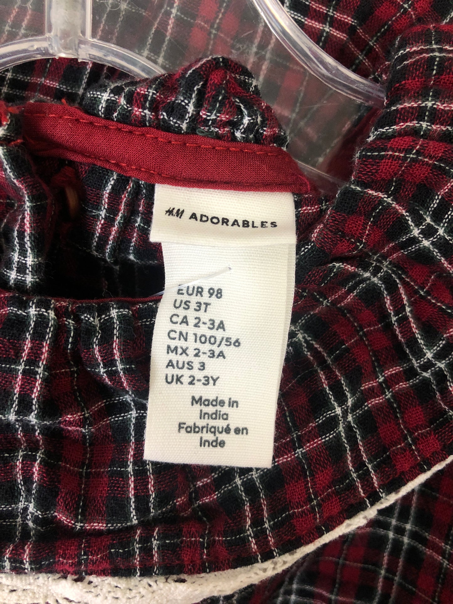 3T H & M red plaid Romper
