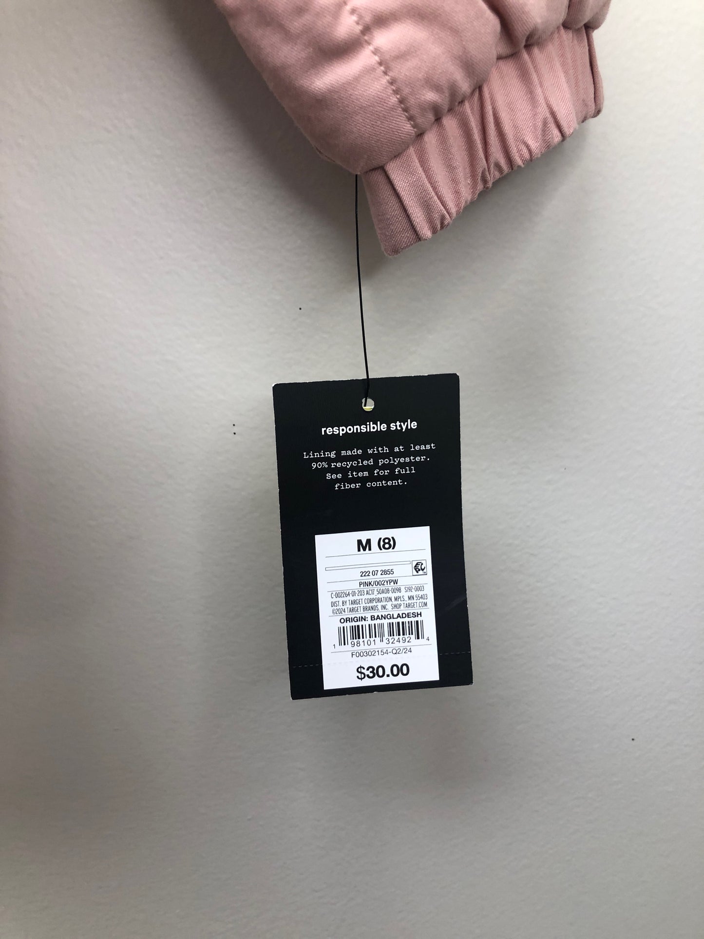 8 Art Class pink quilted Jacket