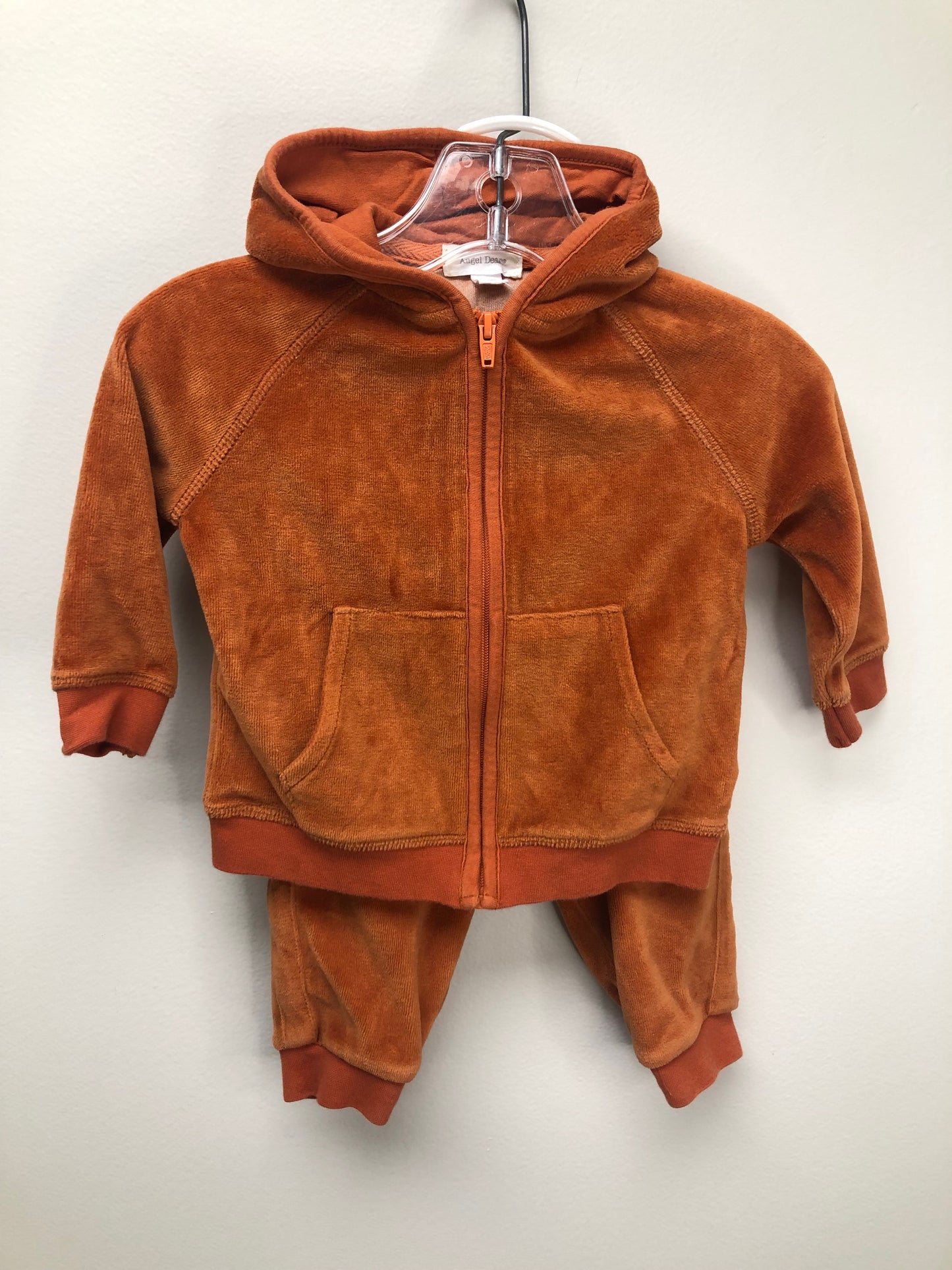 3-6m Angel Dear rust Velvet 2 PC Ensembles