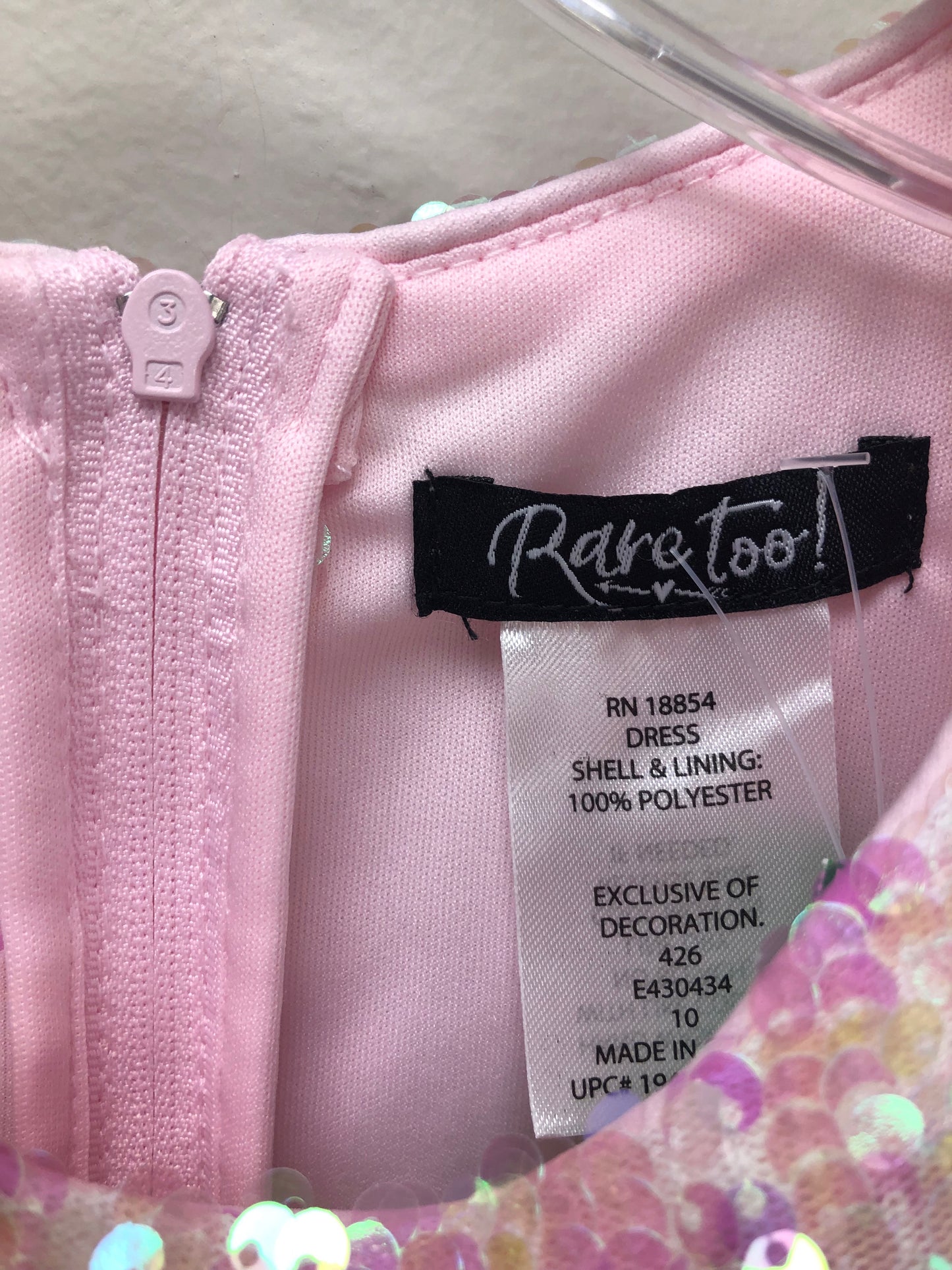RARE TOO Child Size 10 pink sequins Dress