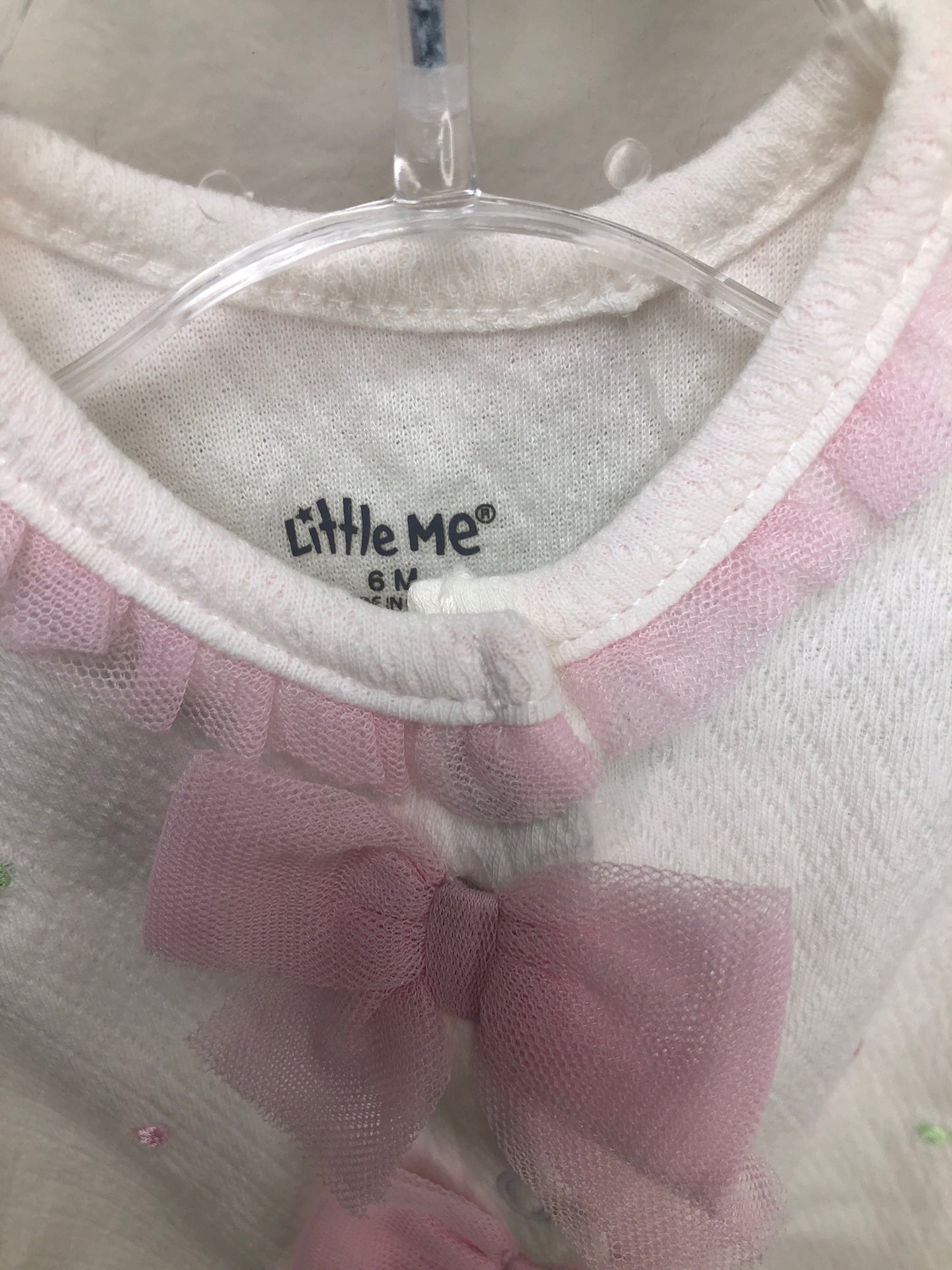6m Little Me white bows Romper
