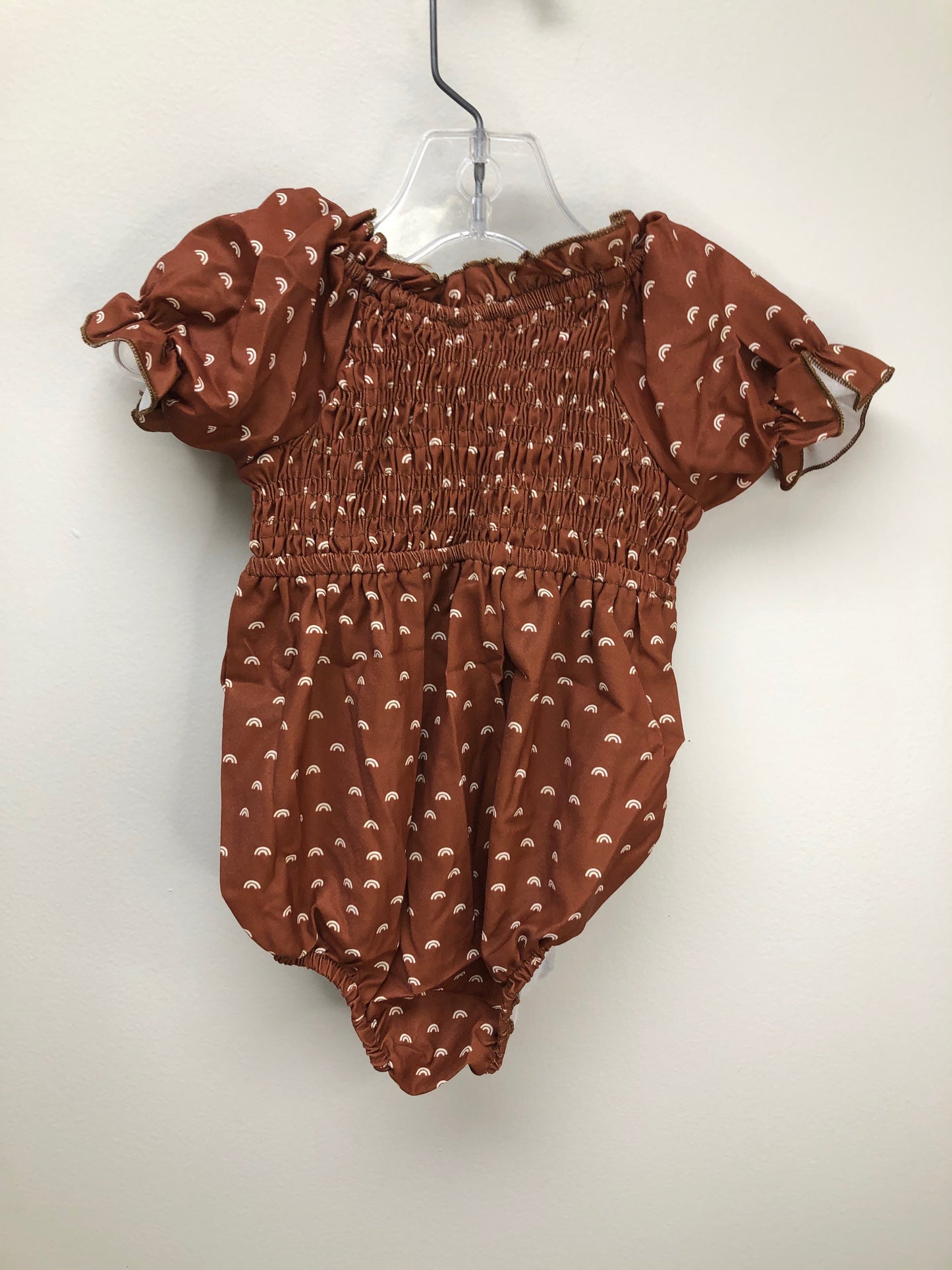 12-18m Bailey's Blossoms brown rainbow Romper