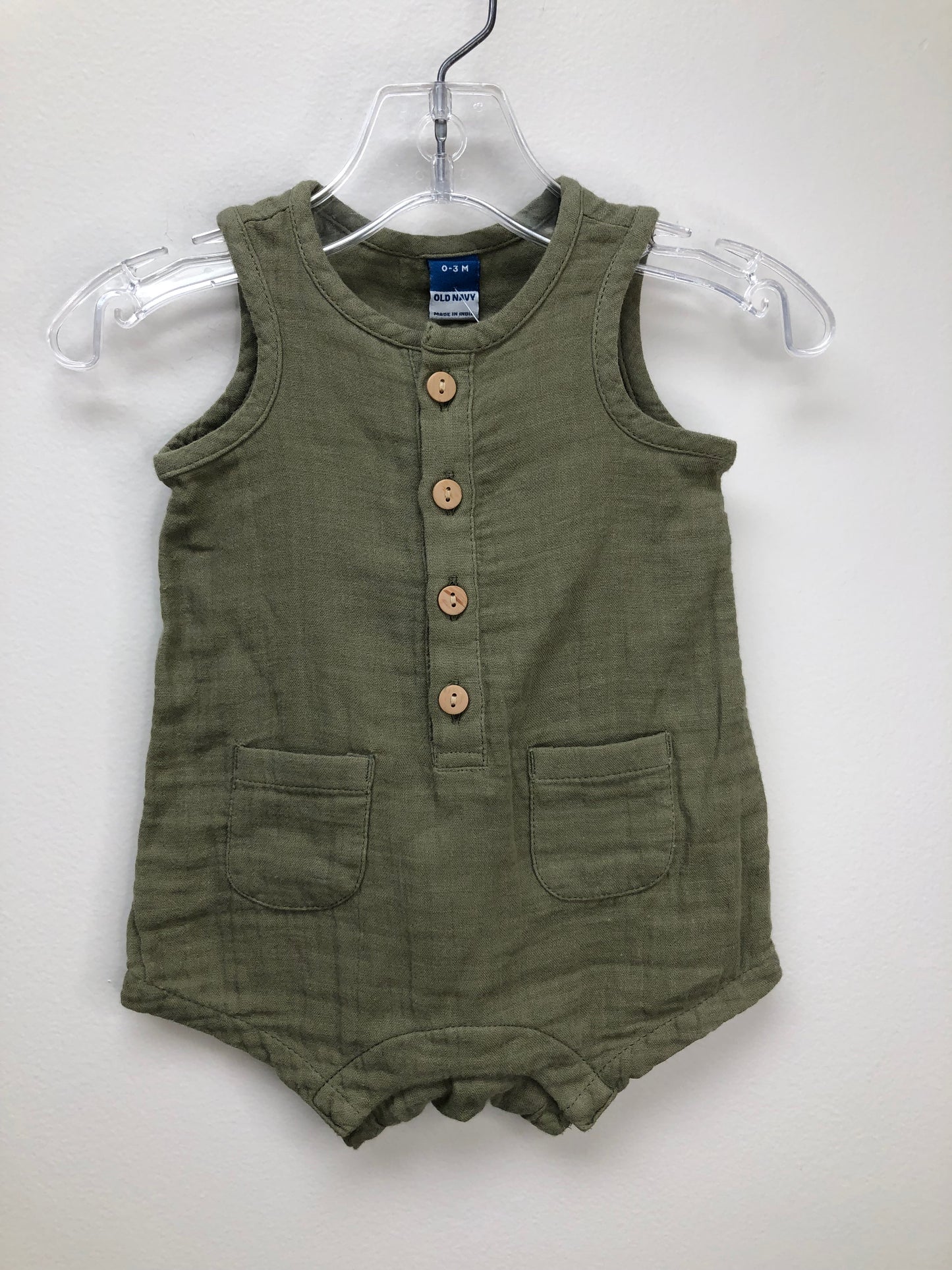 0-3m Old Navy green Romper