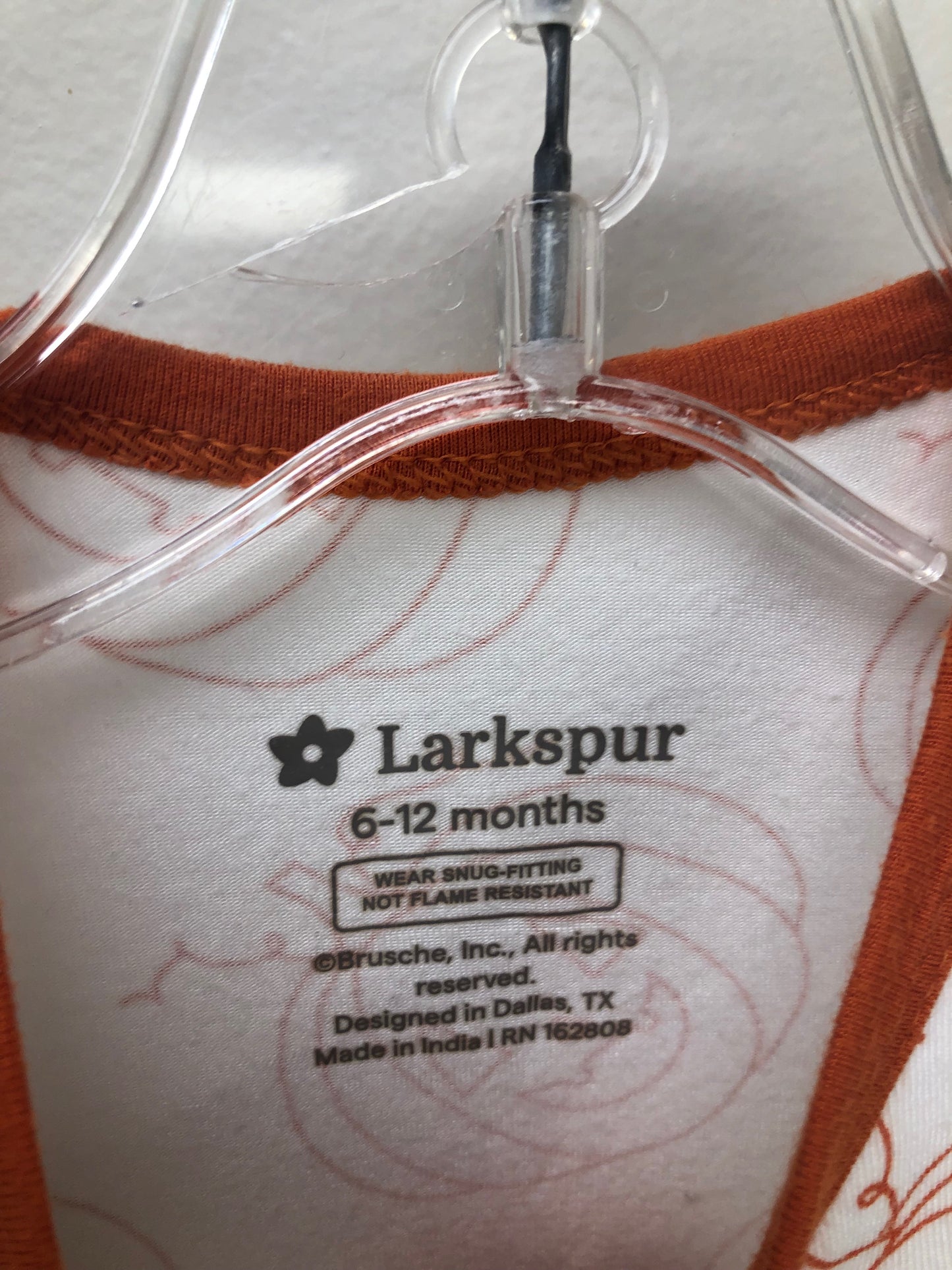 6-12 Months larkspur white pumpkin Pajamas