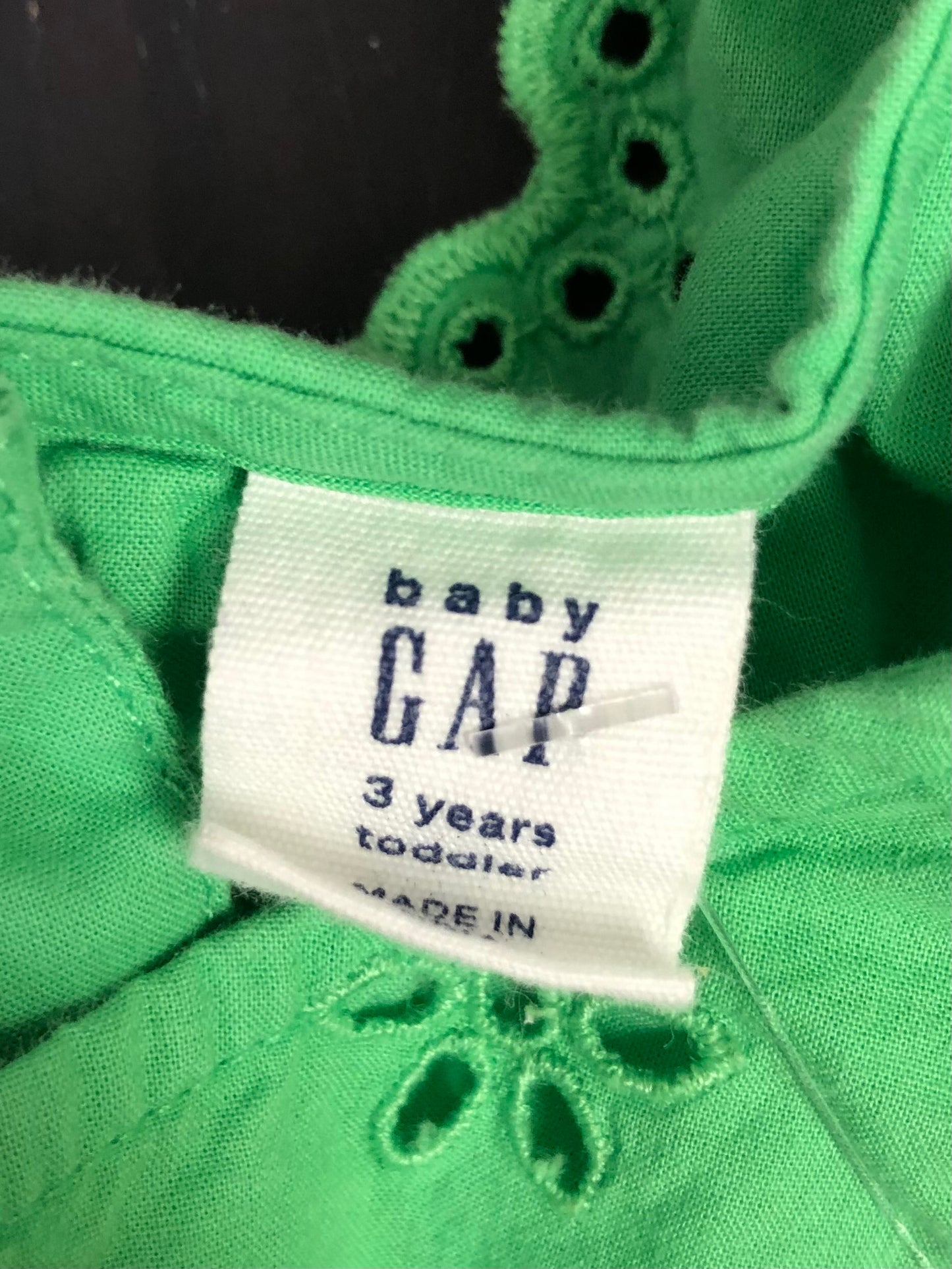 3T GAP kelly green eyelet Romper