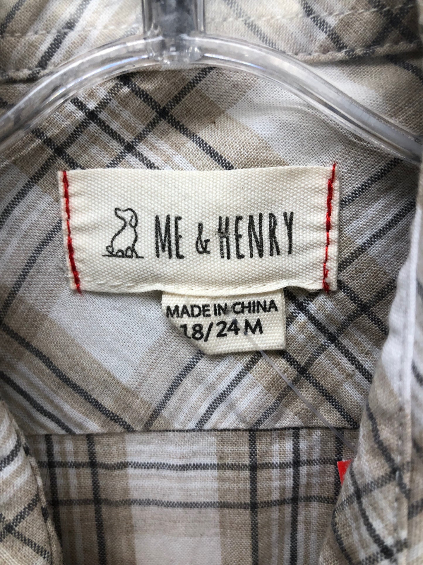 18-24m Me & Henry tan plaid Onesie