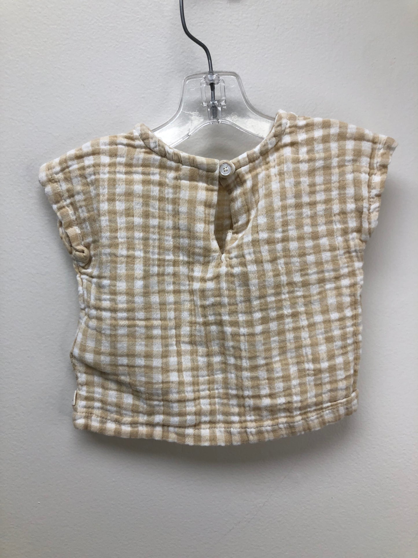 0-3m Old Navy tan checkered Shirt