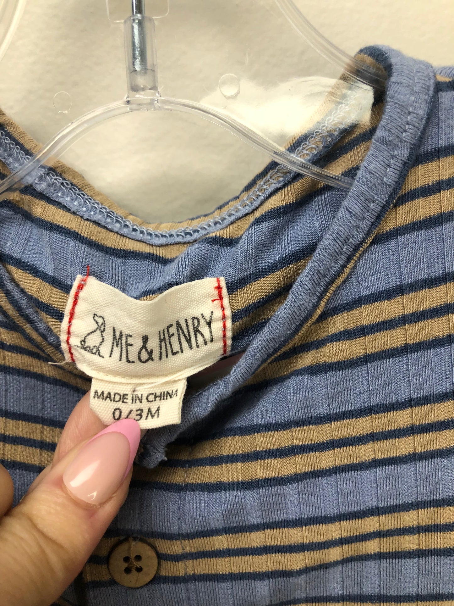0-3m Me & Henry blue stripe 1 PC Ensemble