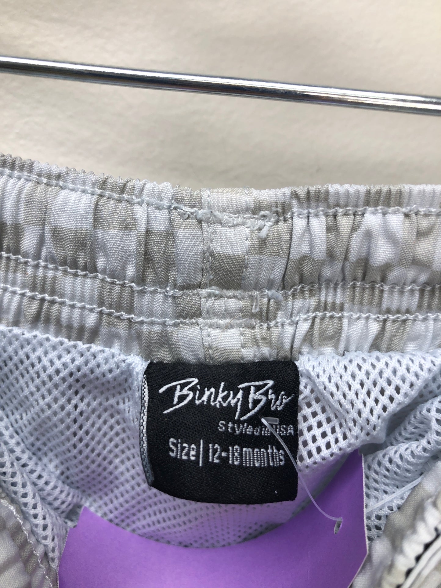 12-18M Binky Bro cream checkered Swimwear