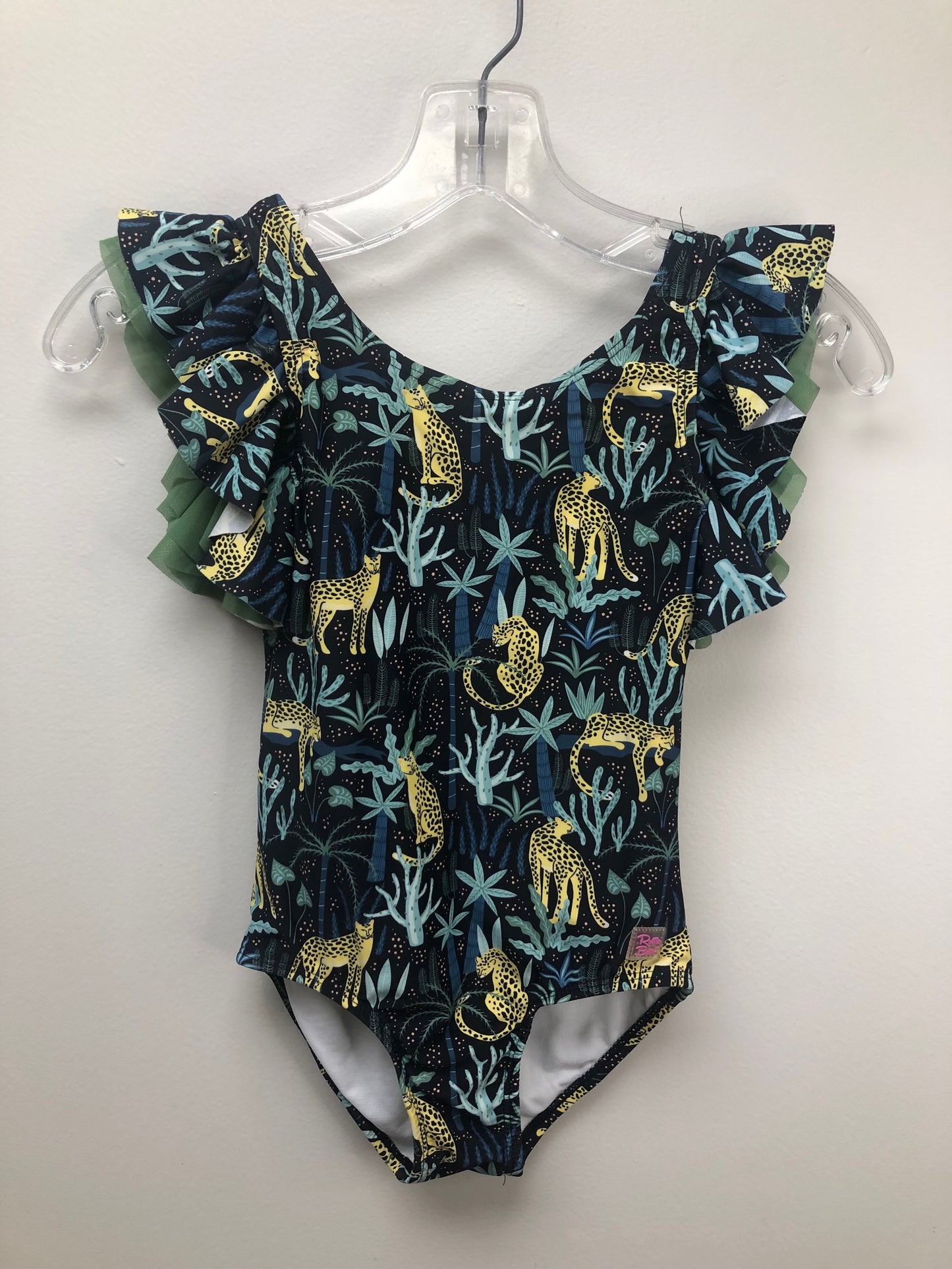 6 ruffle butts black leopard Swimwear