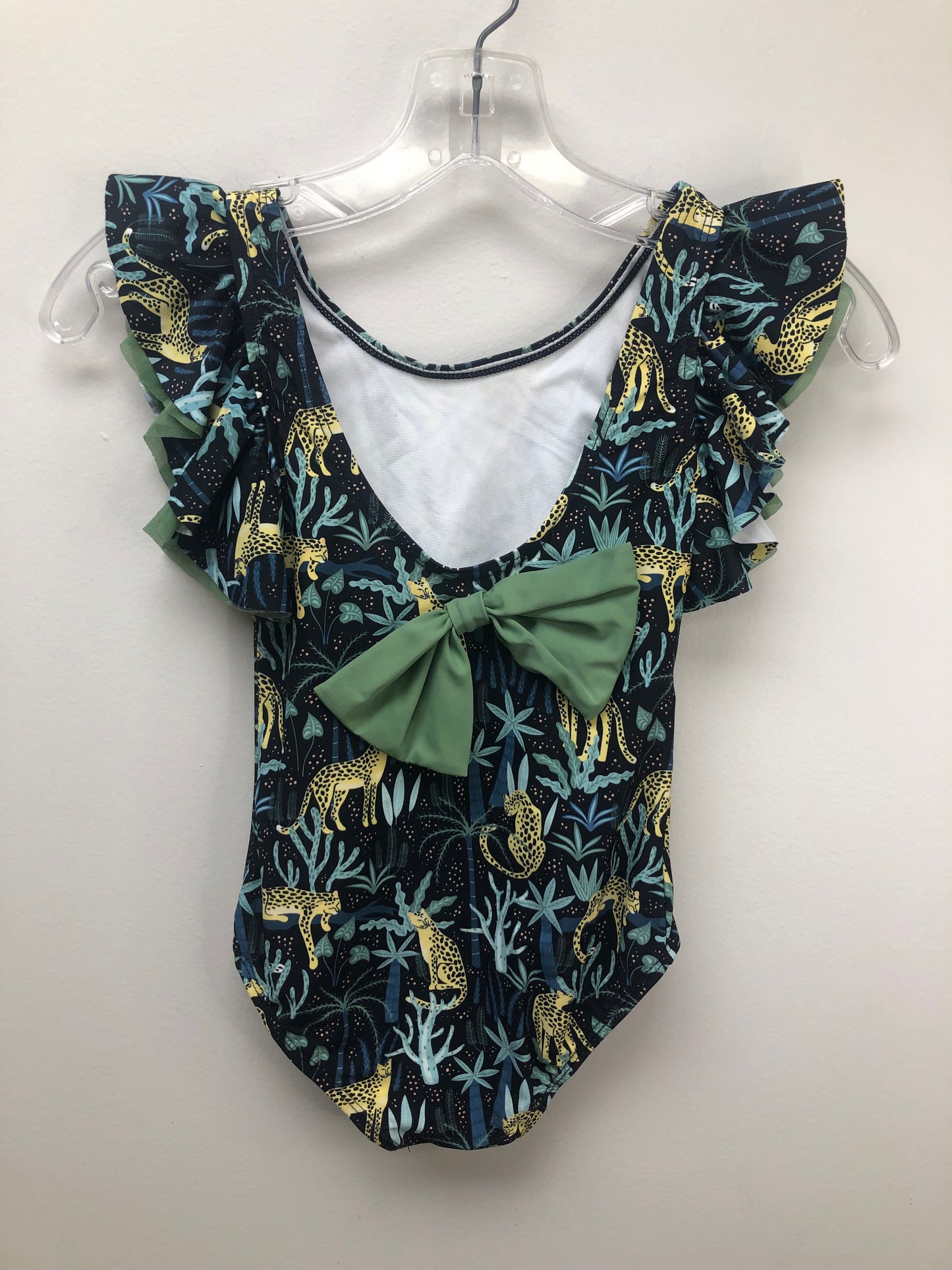 6 ruffle butts black leopard Swimwear
