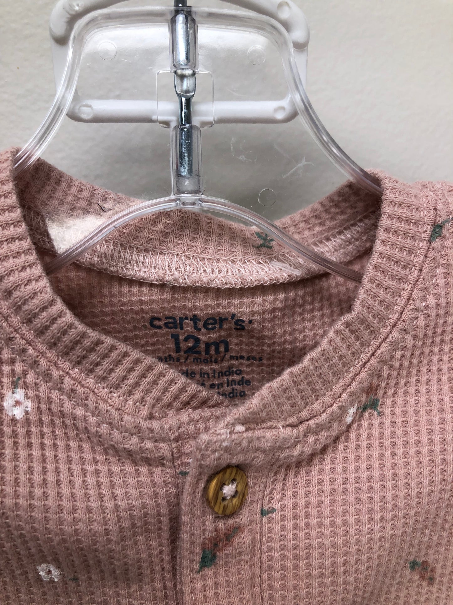 12 Months Carter's pink floral 2 PC Ensembles