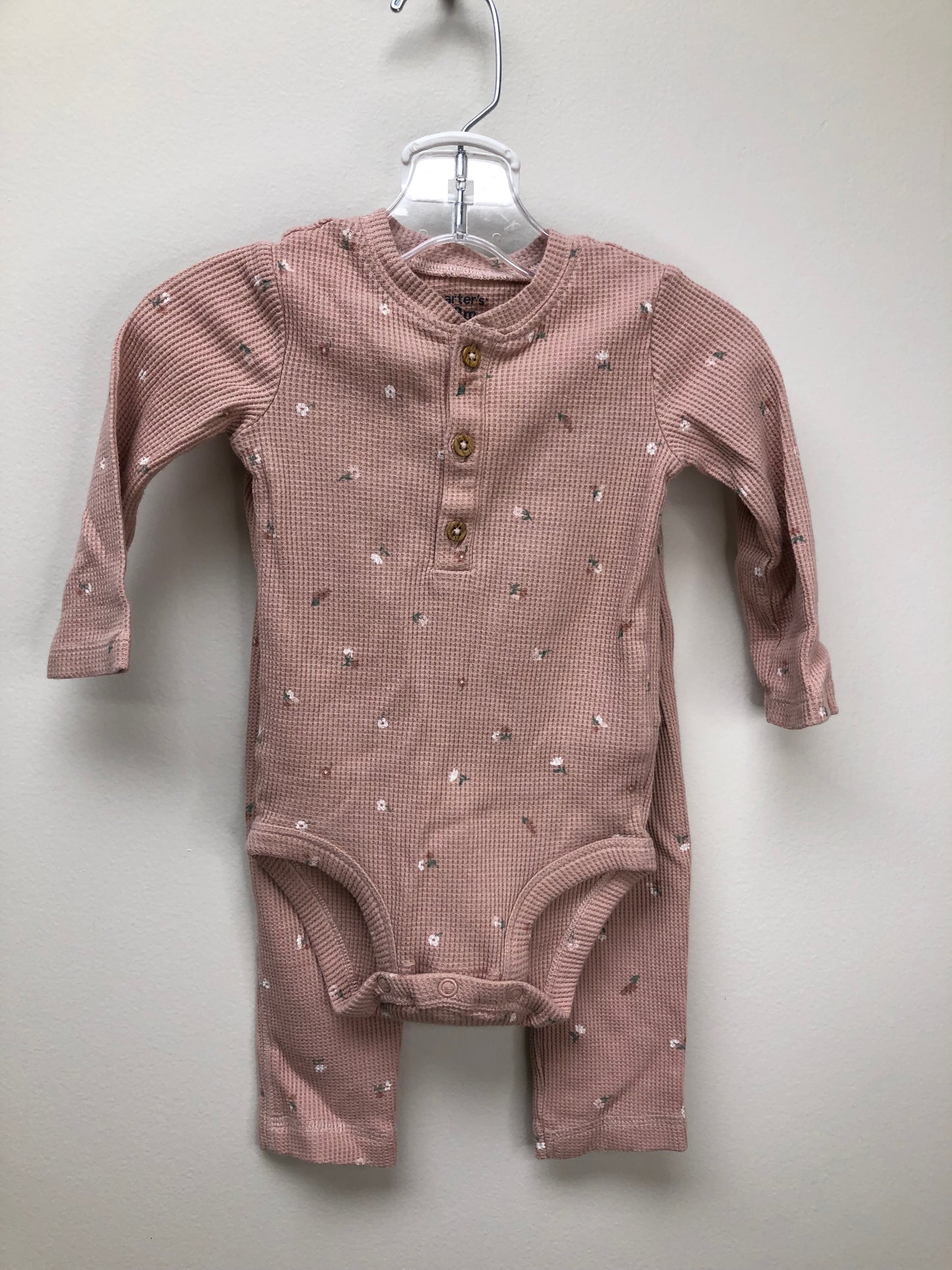 12 Months Carter's pink floral 2 PC Ensembles