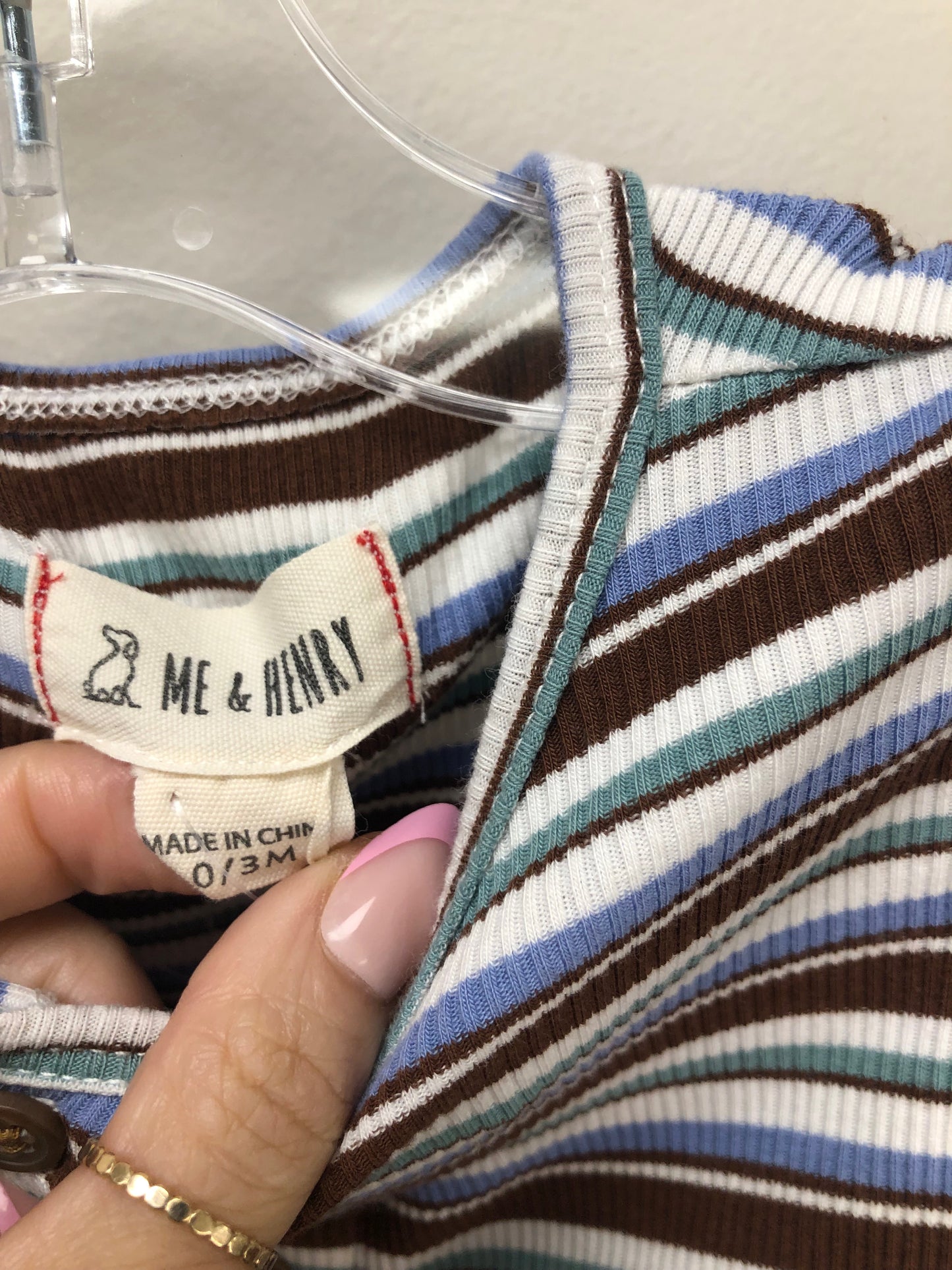 0-3m Me & Henry blue stripe 1 PC Ensemble