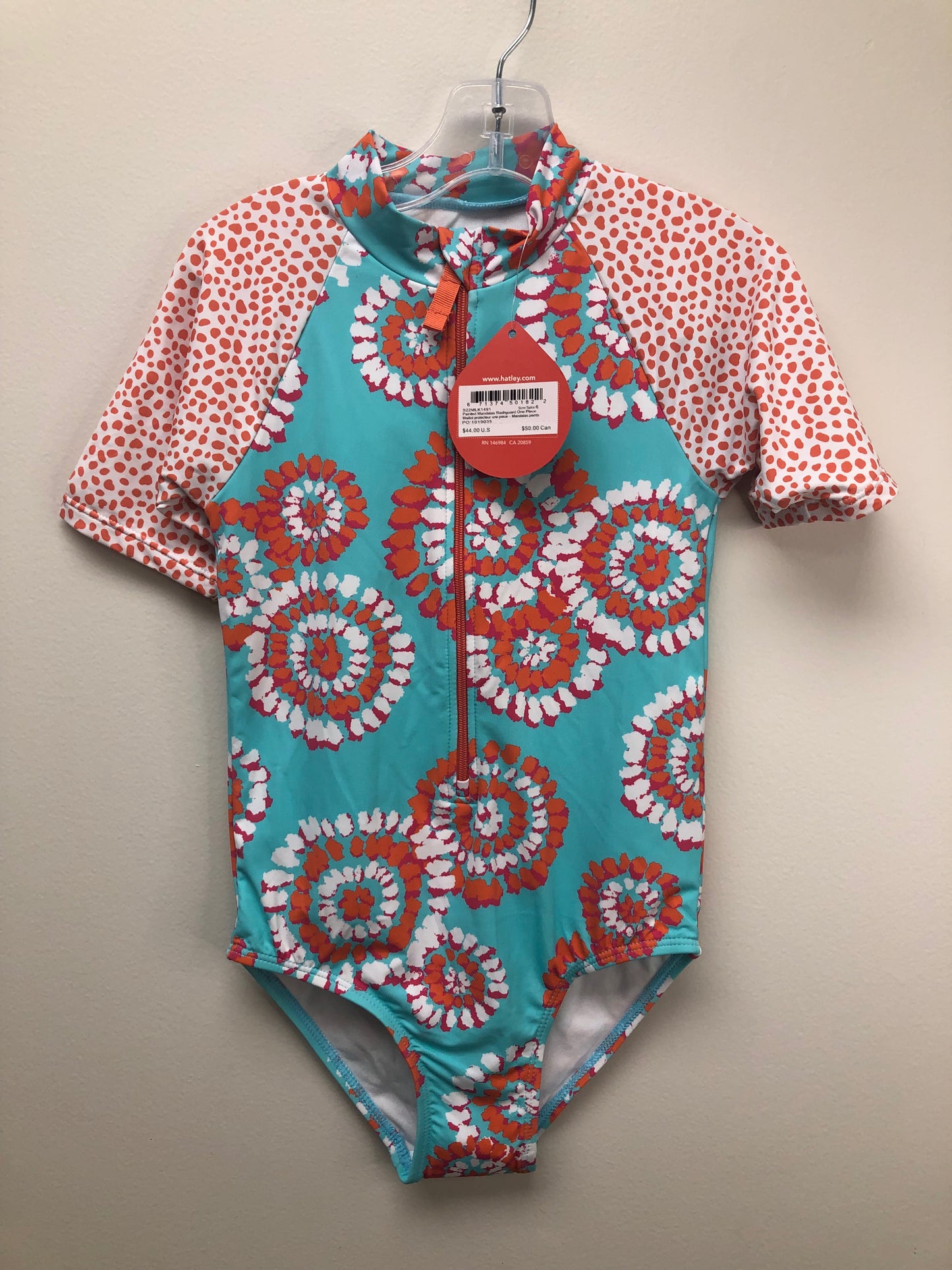 6 Hatley Child Size 6 orange print Swimwear