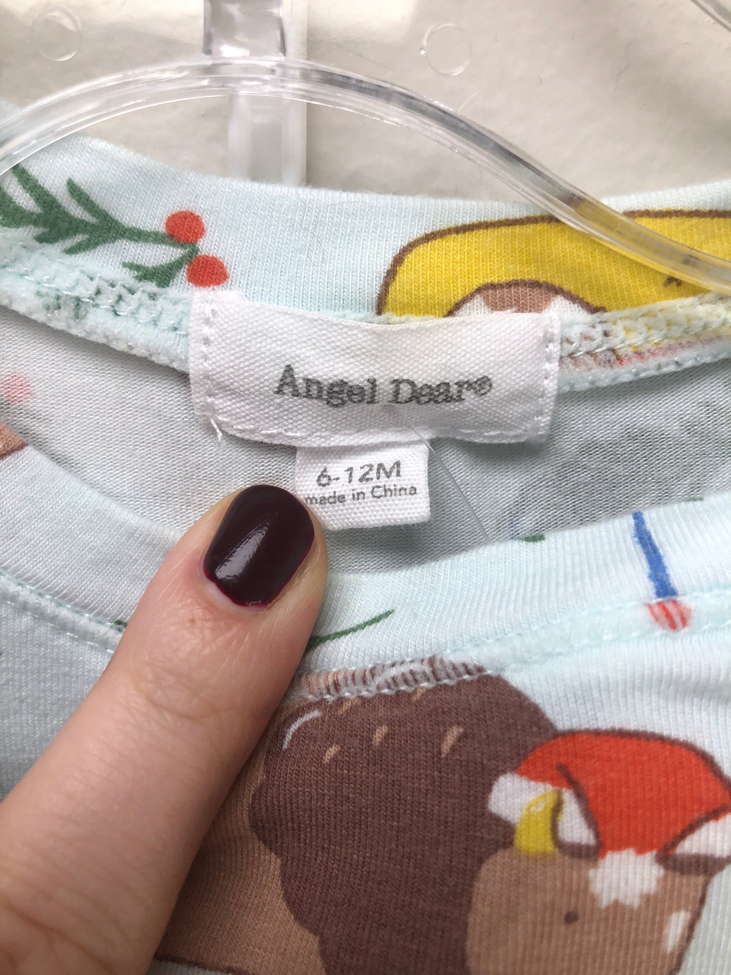 6-12 Months Angel Dear blue Christmas Pajamas