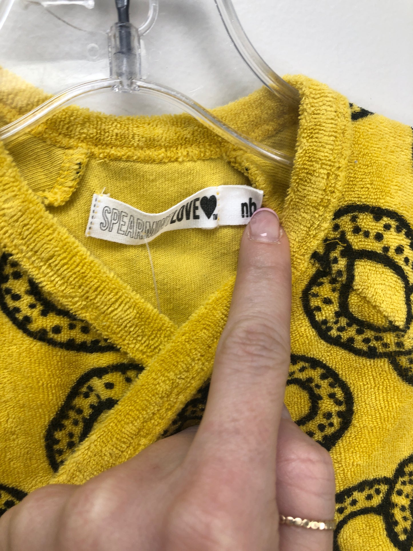 NB Spearmint Love yellow pretzel Romper