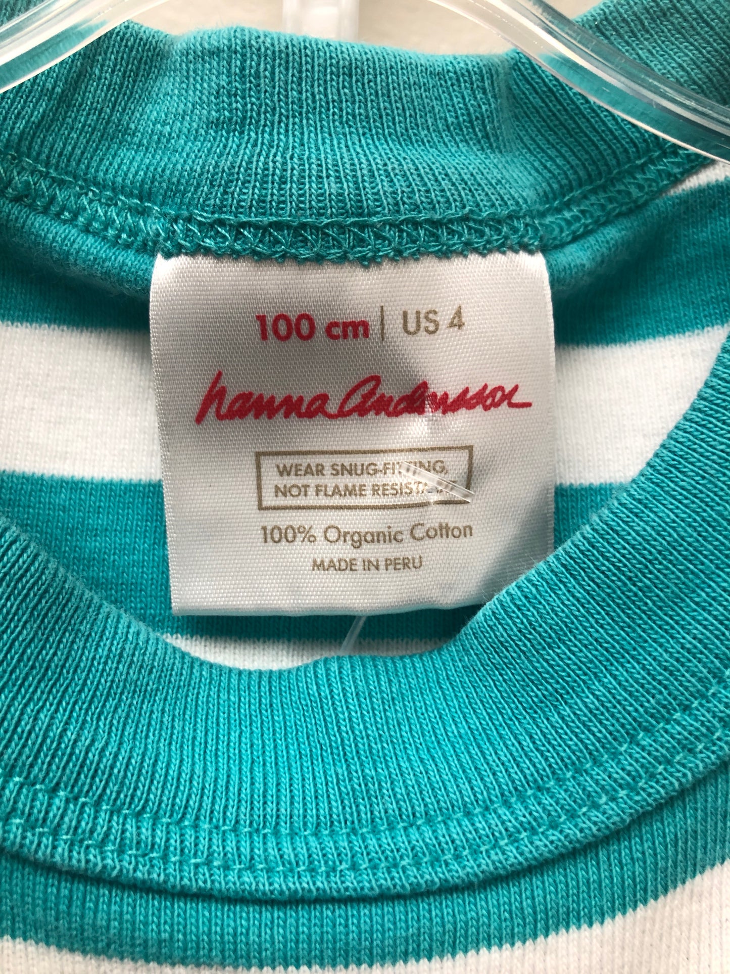 4 Hanna Andersson teal stripe Pajamas