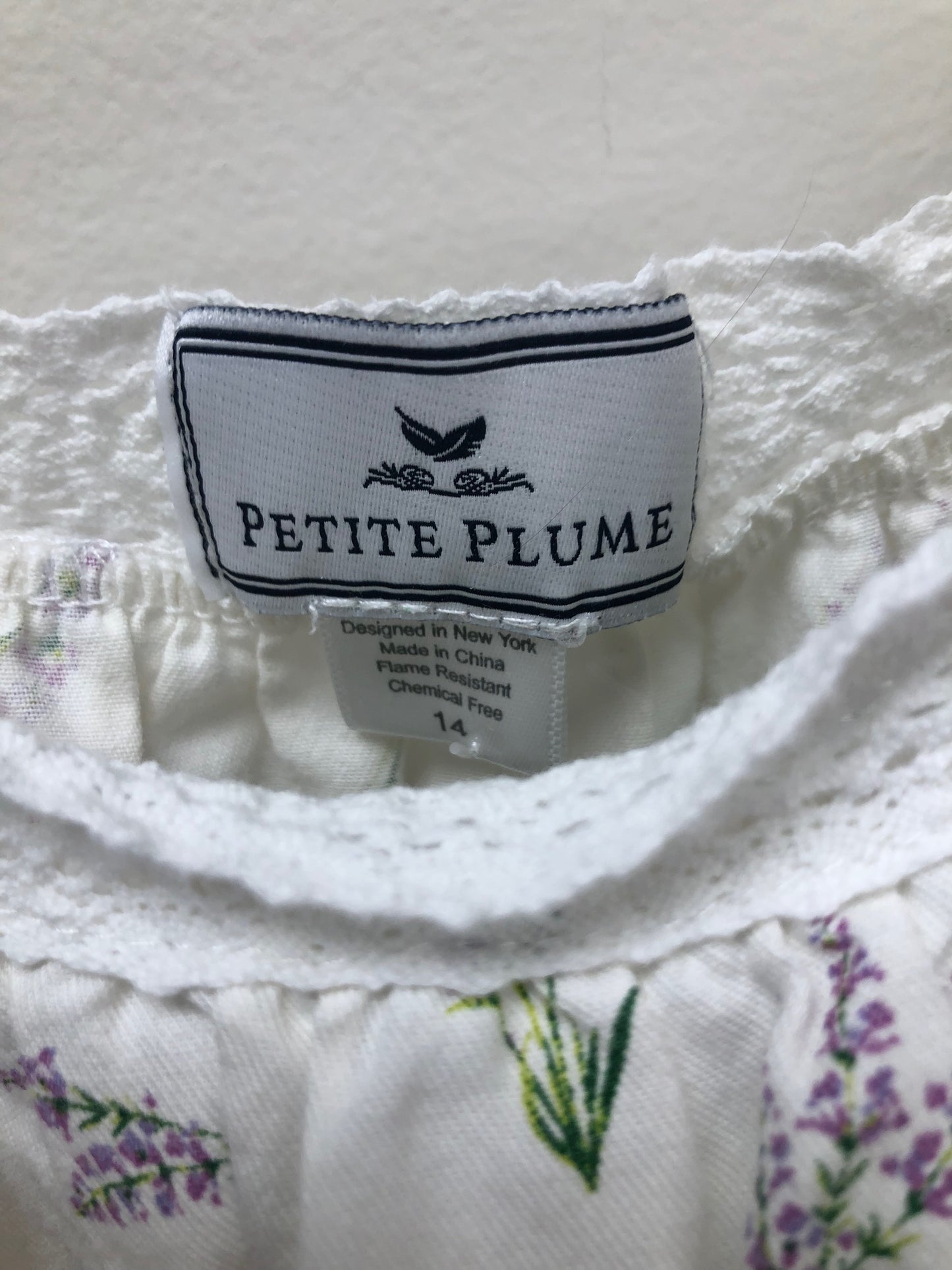 Petite Plume Child Size 14 white floral Dress