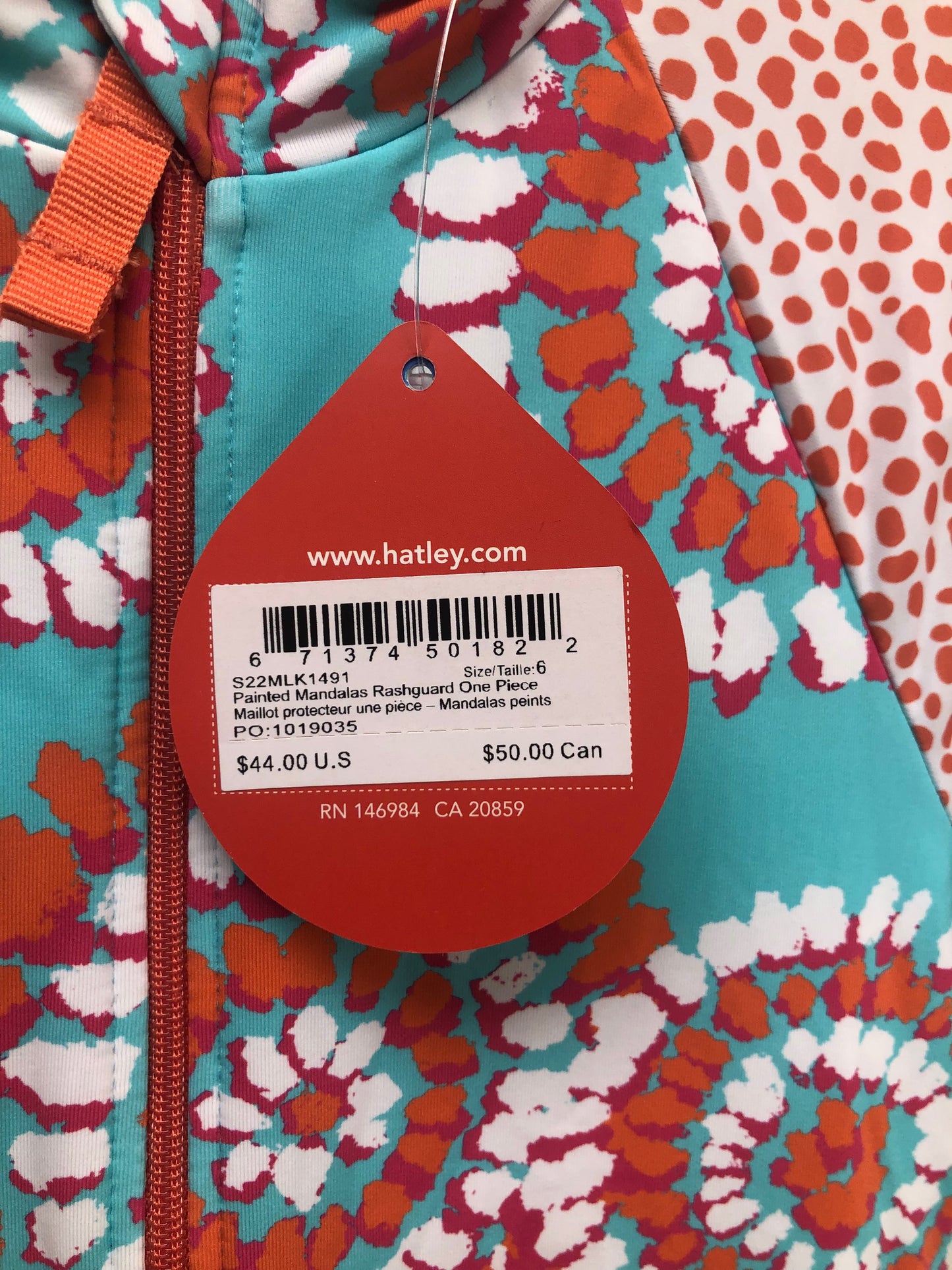 6 Hatley Child Size 6 orange print Swimwear