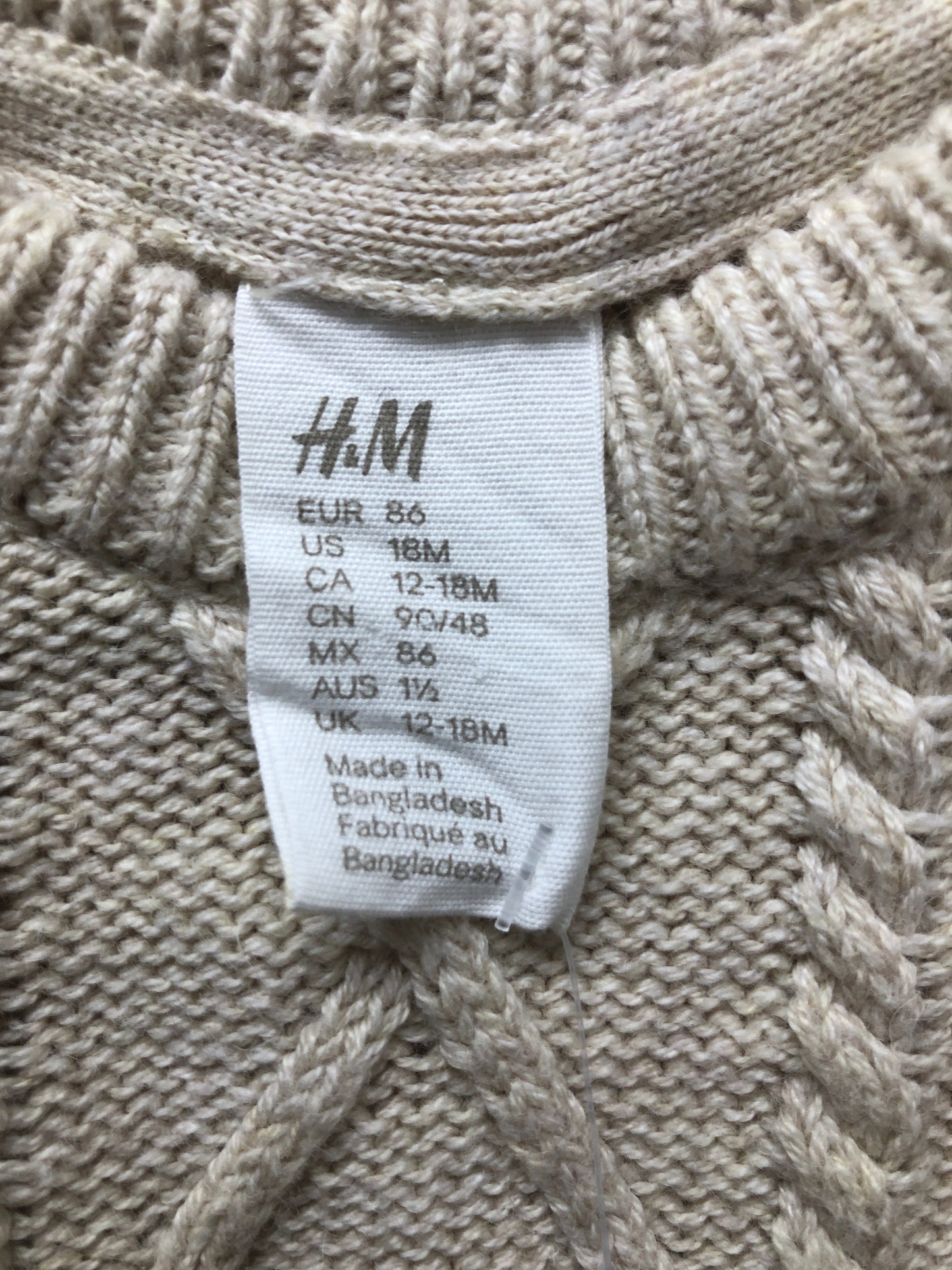 18m H & M cream knit Sweater