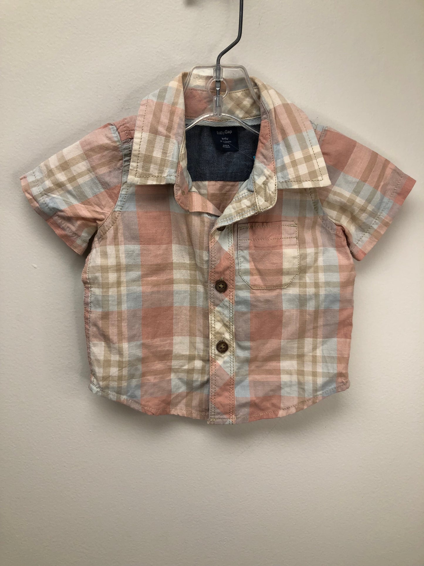 0-3m GAP rust plaid Shirt