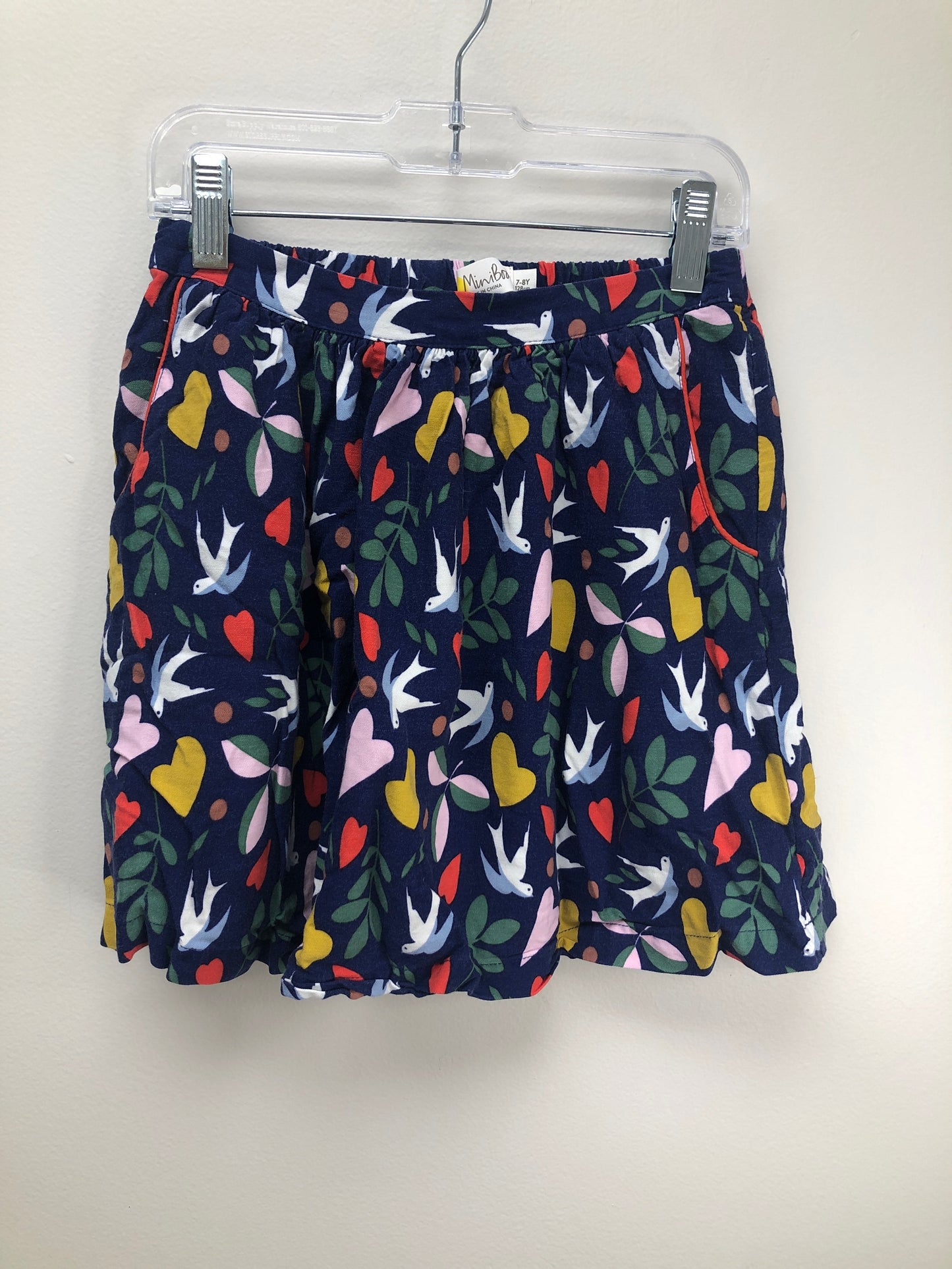 7/8 Mini Boden navy doves Skirt
