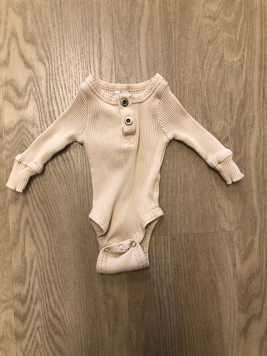 Little One Shop Child Size 3 Months tan Ribbed Onesie
