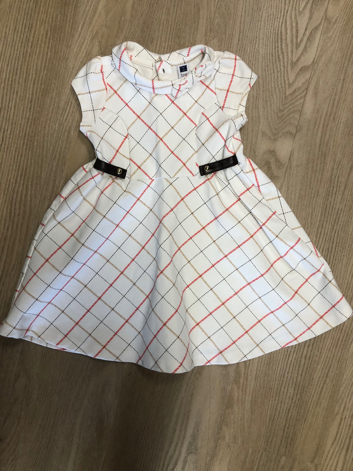 Janie and Jack Child Size 18 Months Cream Print Dress