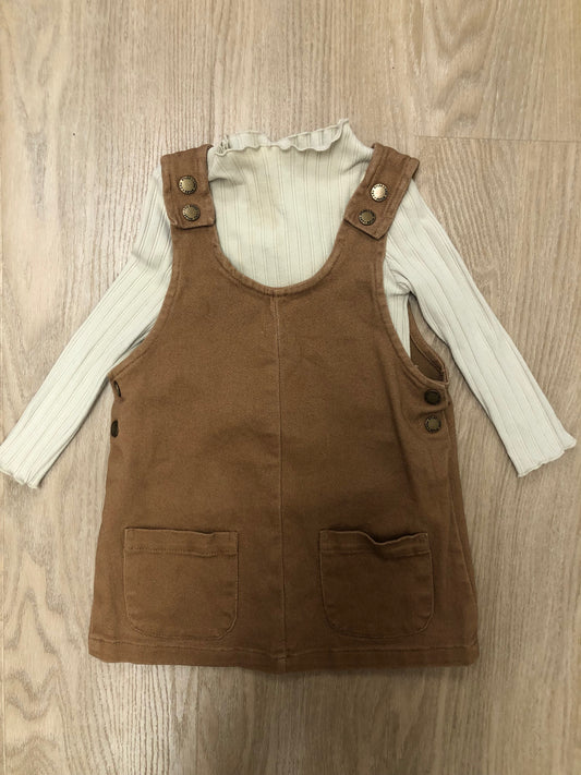 Rylee & Cru Child Size 2T Brown Ribbed Dress